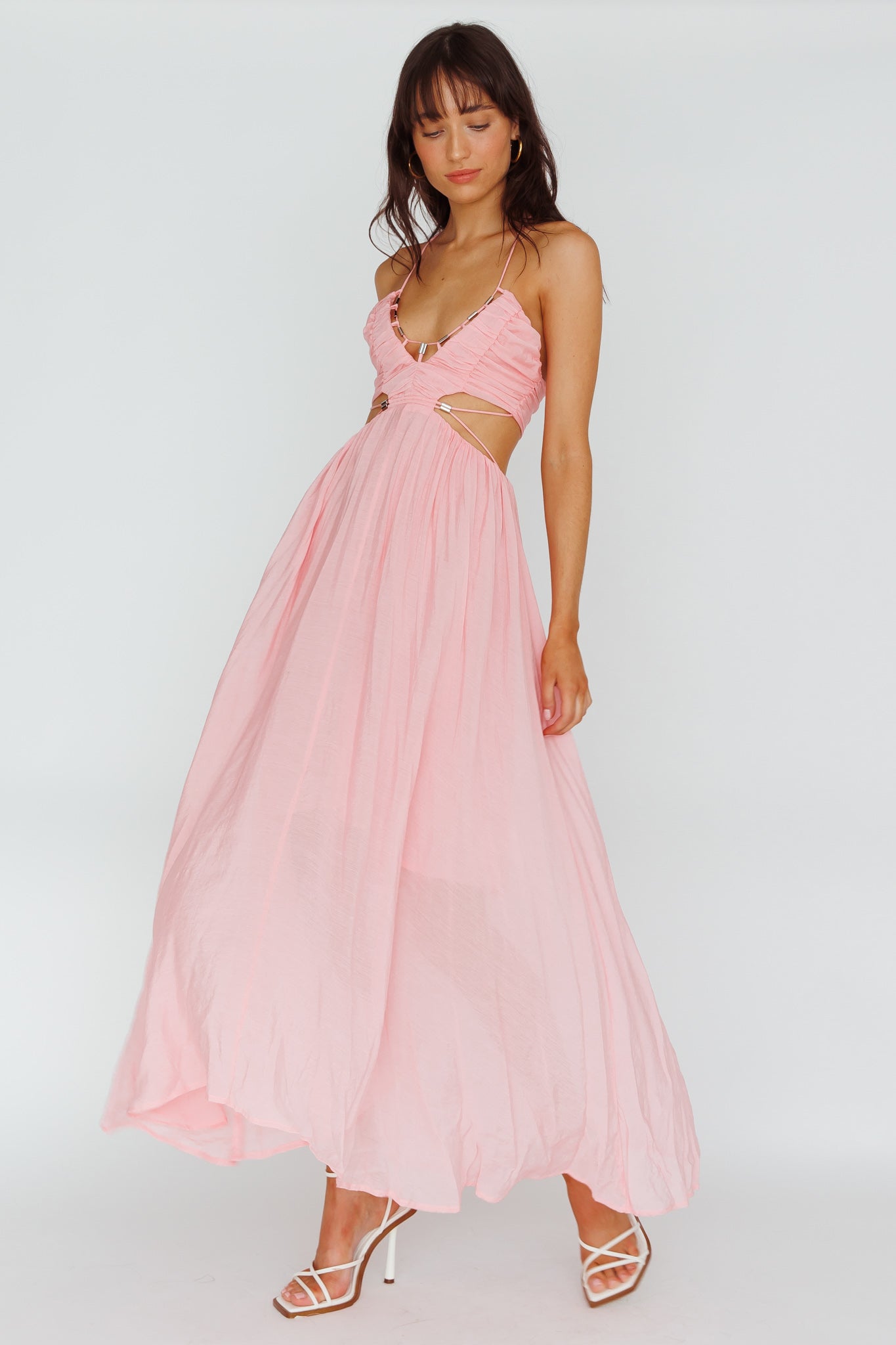 Tenyl Open Back Strappy Midi Dress Blush by Selfie Leslie