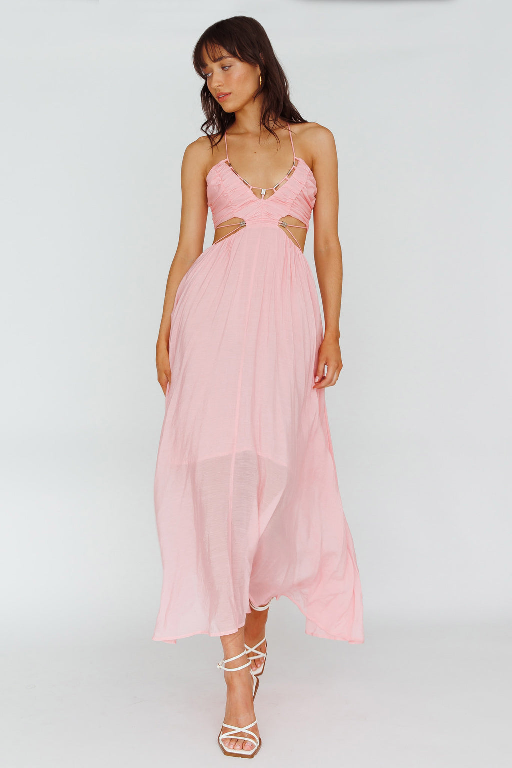 Tenyl Open Back Strappy Midi Dress Blush by Selfie Leslie