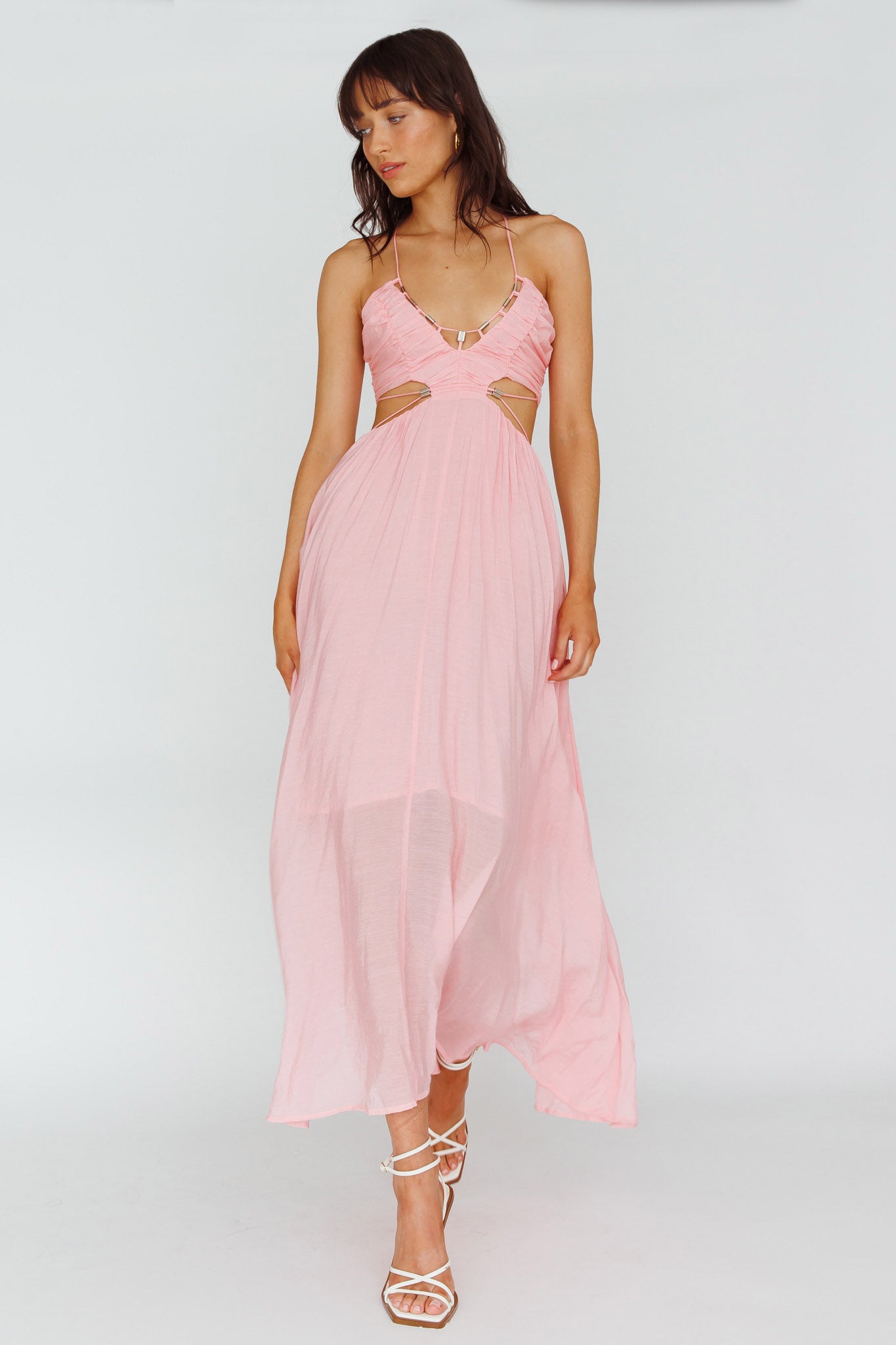 Tenyl Open Back Strappy Midi Dress Blush by Selfie Leslie