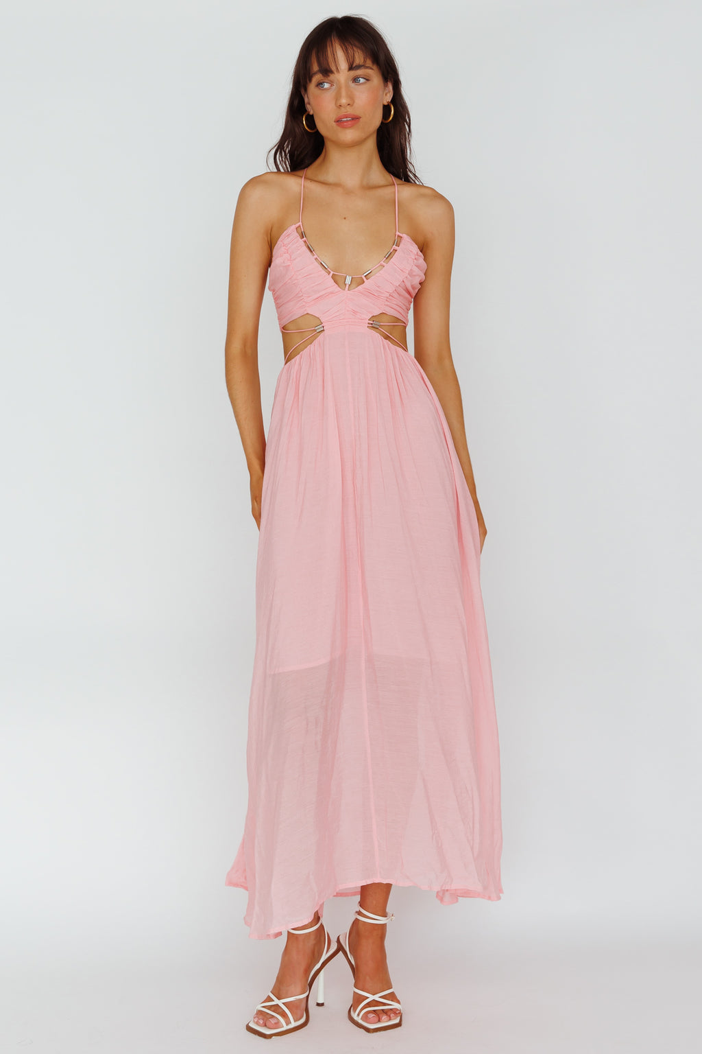 Tenyl Open Back Strappy Midi Dress Blush by Selfie Leslie