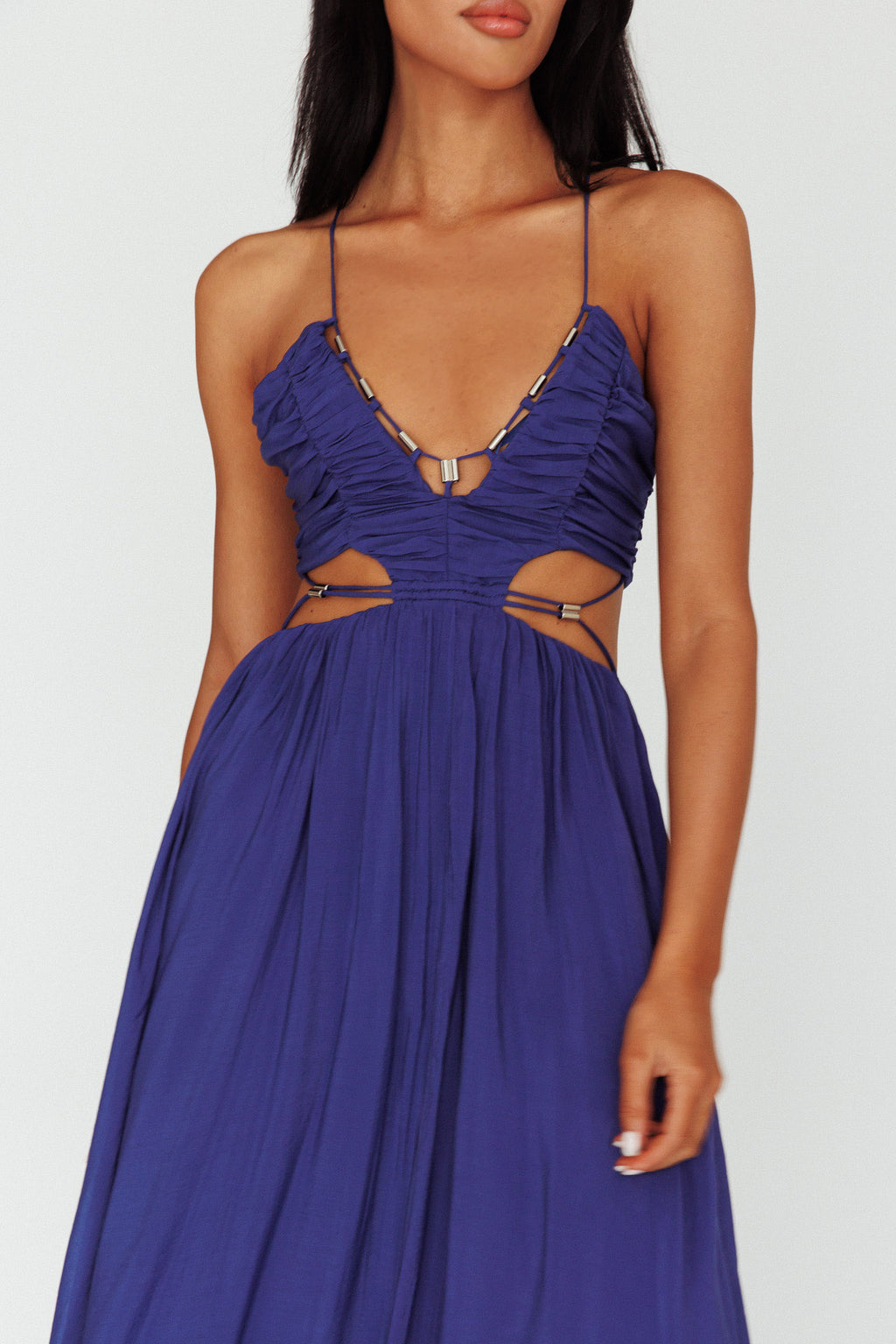Tenyl Open Back Strappy Midi Dress Navy by Selfie Leslie