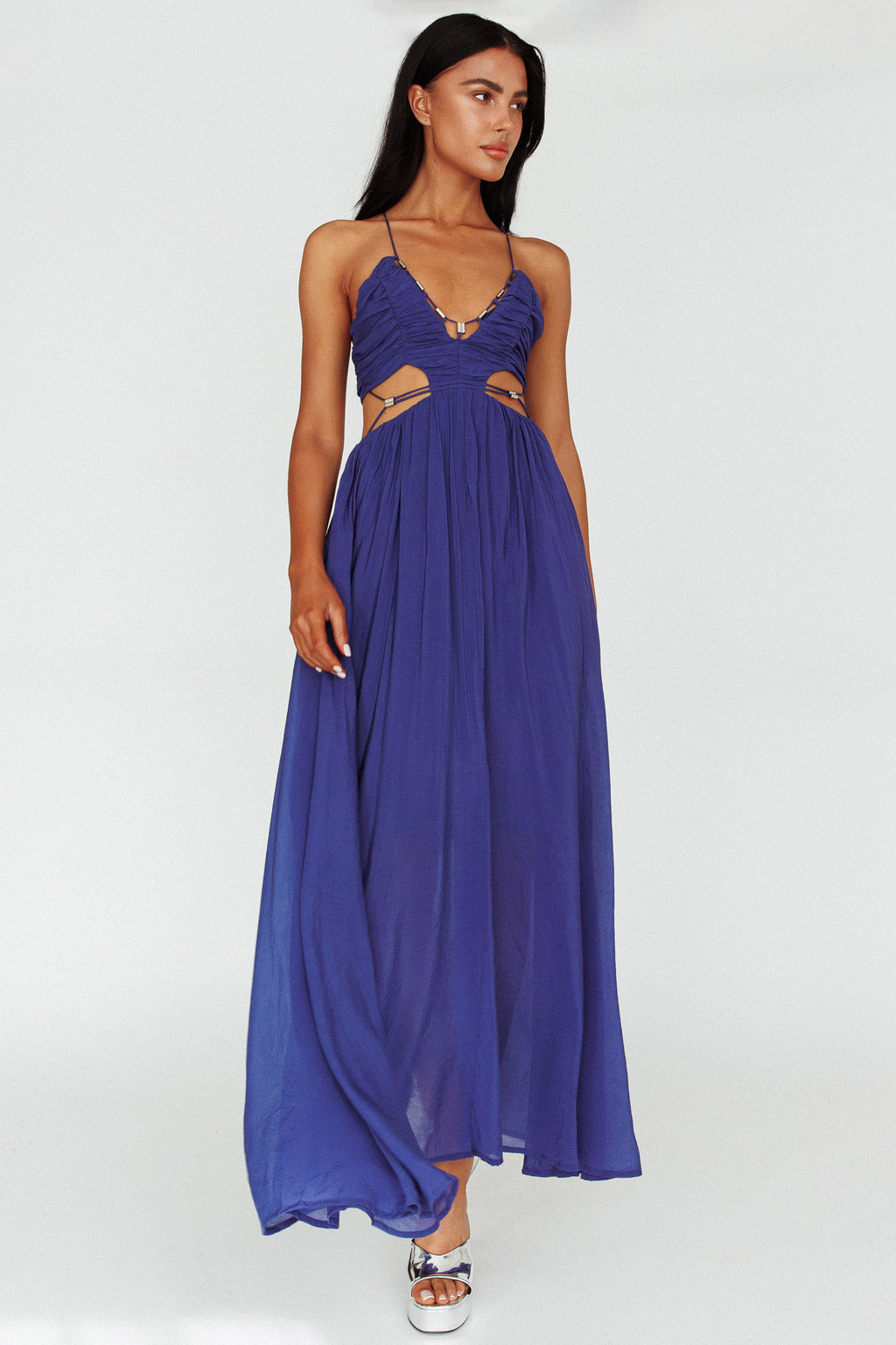 Tenyl Open Back Strappy Midi Dress Navy by Selfie Leslie