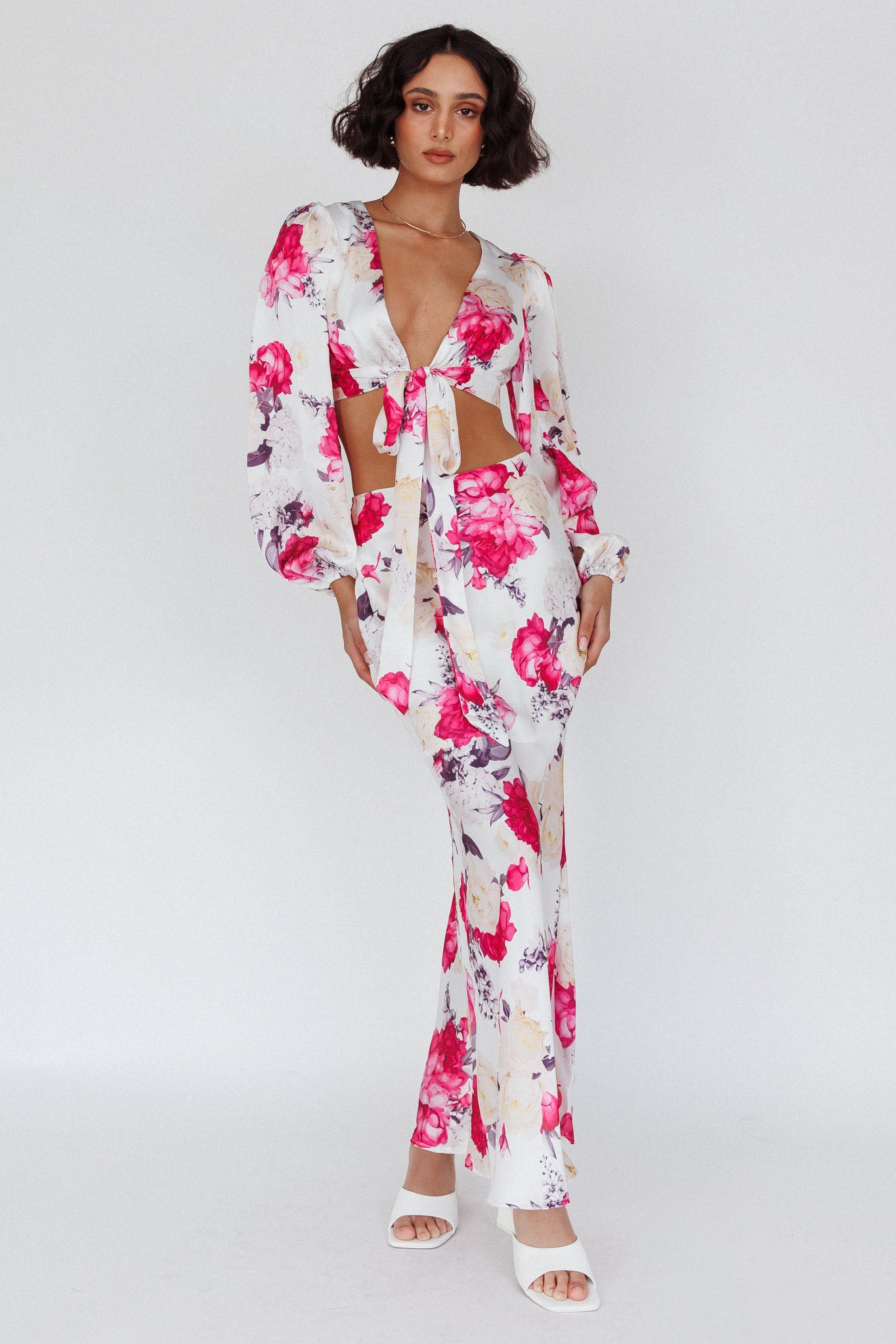 Meet Me In Fiji Maxi Skirt Floral Pink by Selfie Leslie