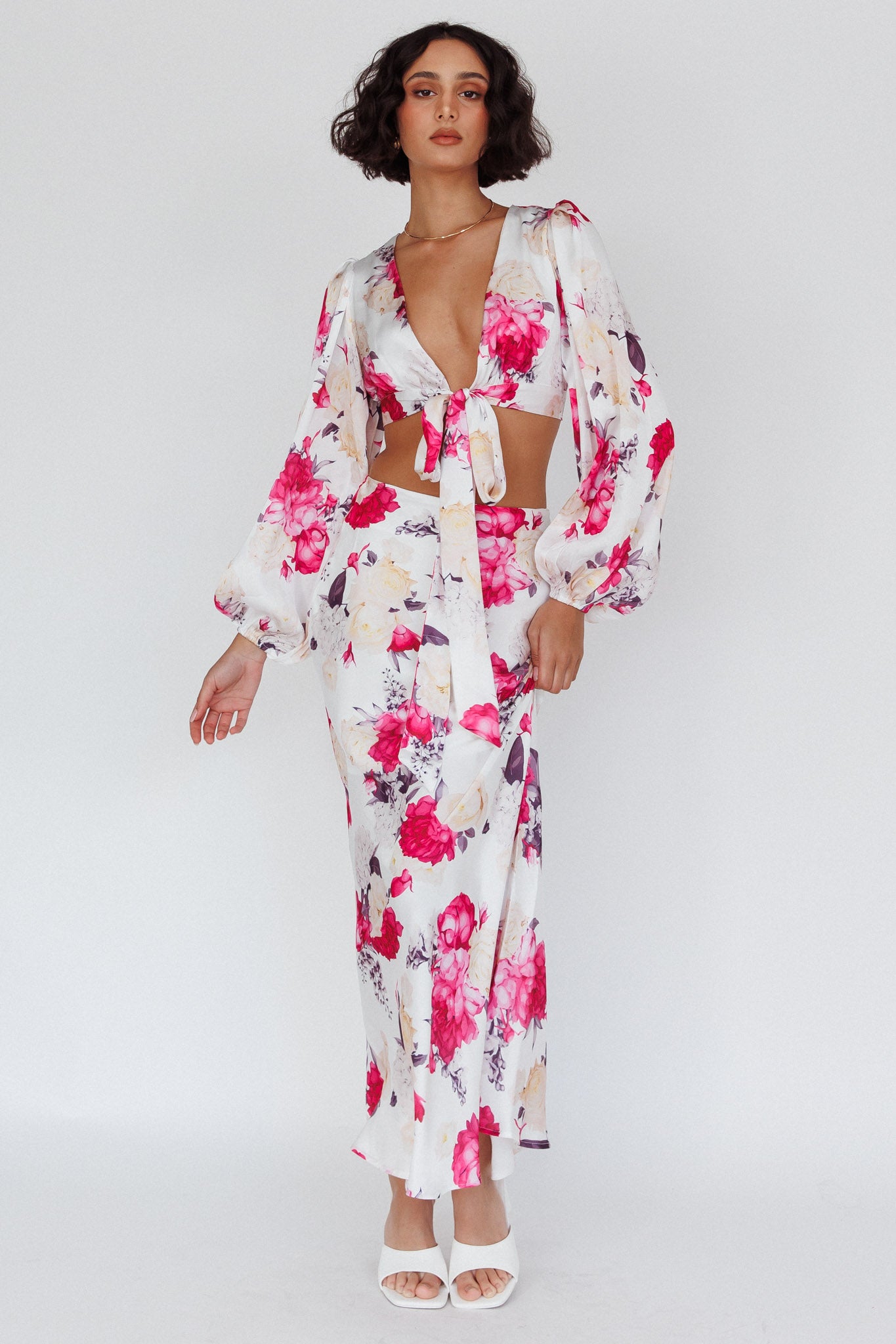 Meet Me In Fiji Maxi Skirt Floral Pink by Selfie Leslie
