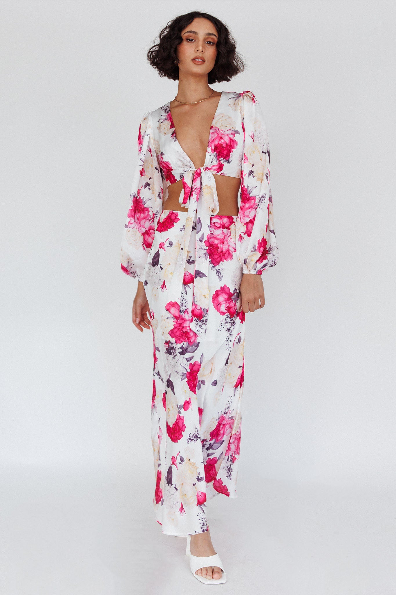 Meet Me In Fiji Maxi Skirt Floral Pink by Selfie Leslie