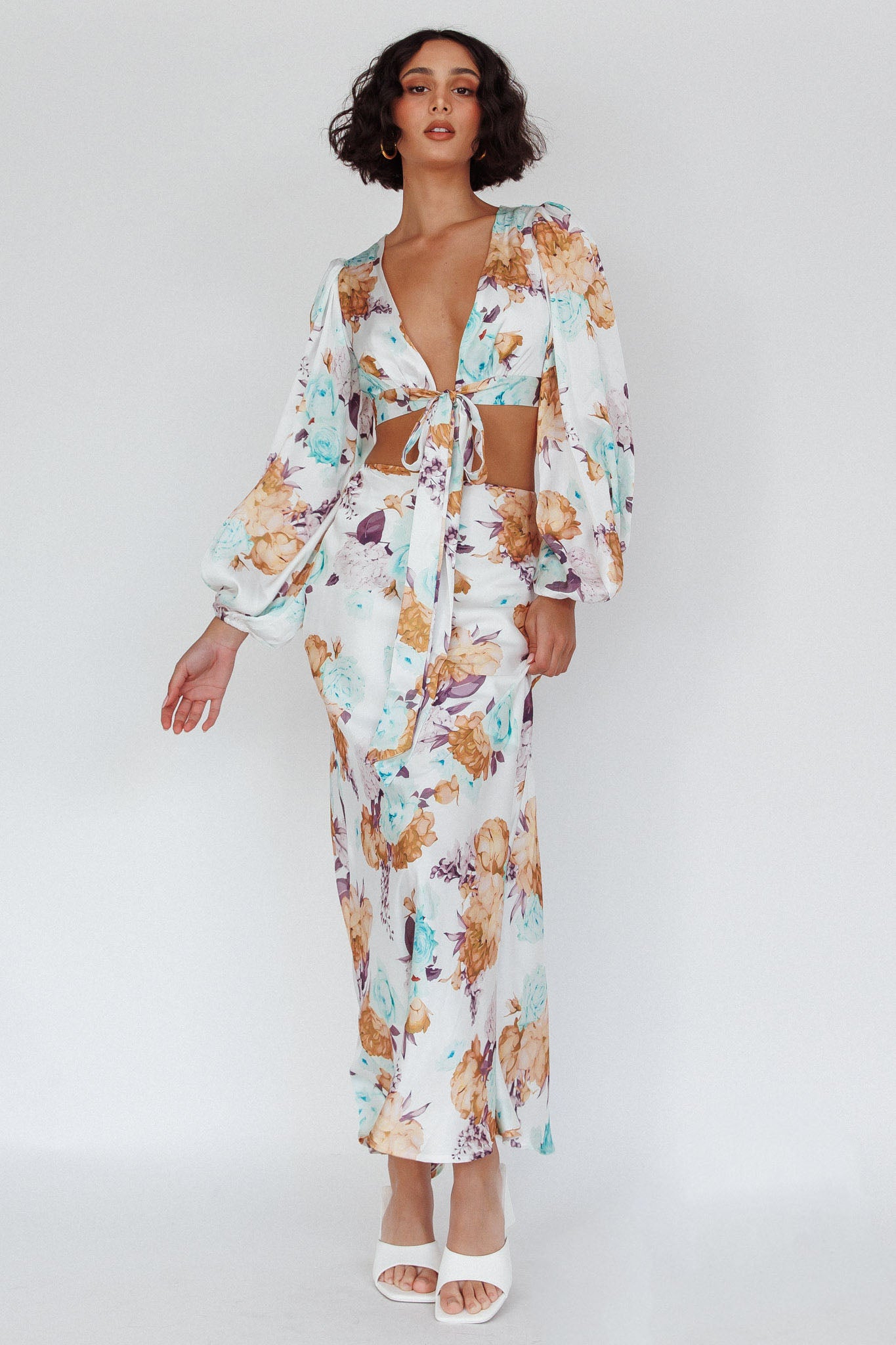 Meet Me In Fiji Maxi Skirt Floral Yellow by Selfie Leslie