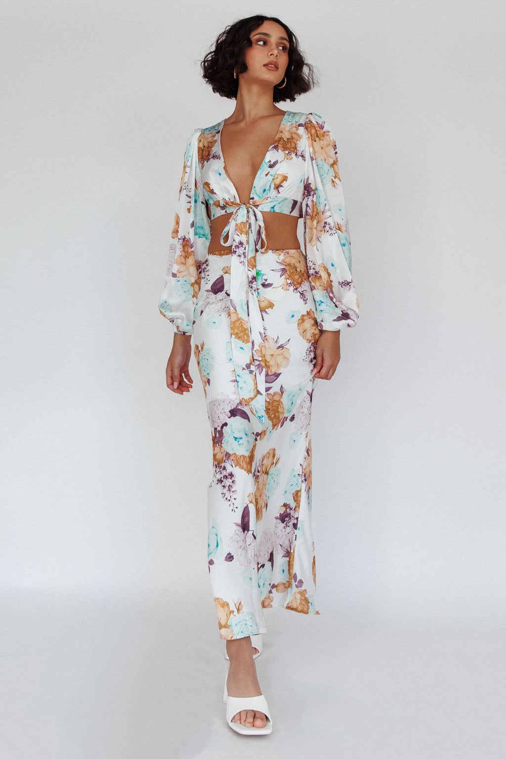 Meet Me In Fiji Maxi Skirt Floral Yellow by Selfie Leslie