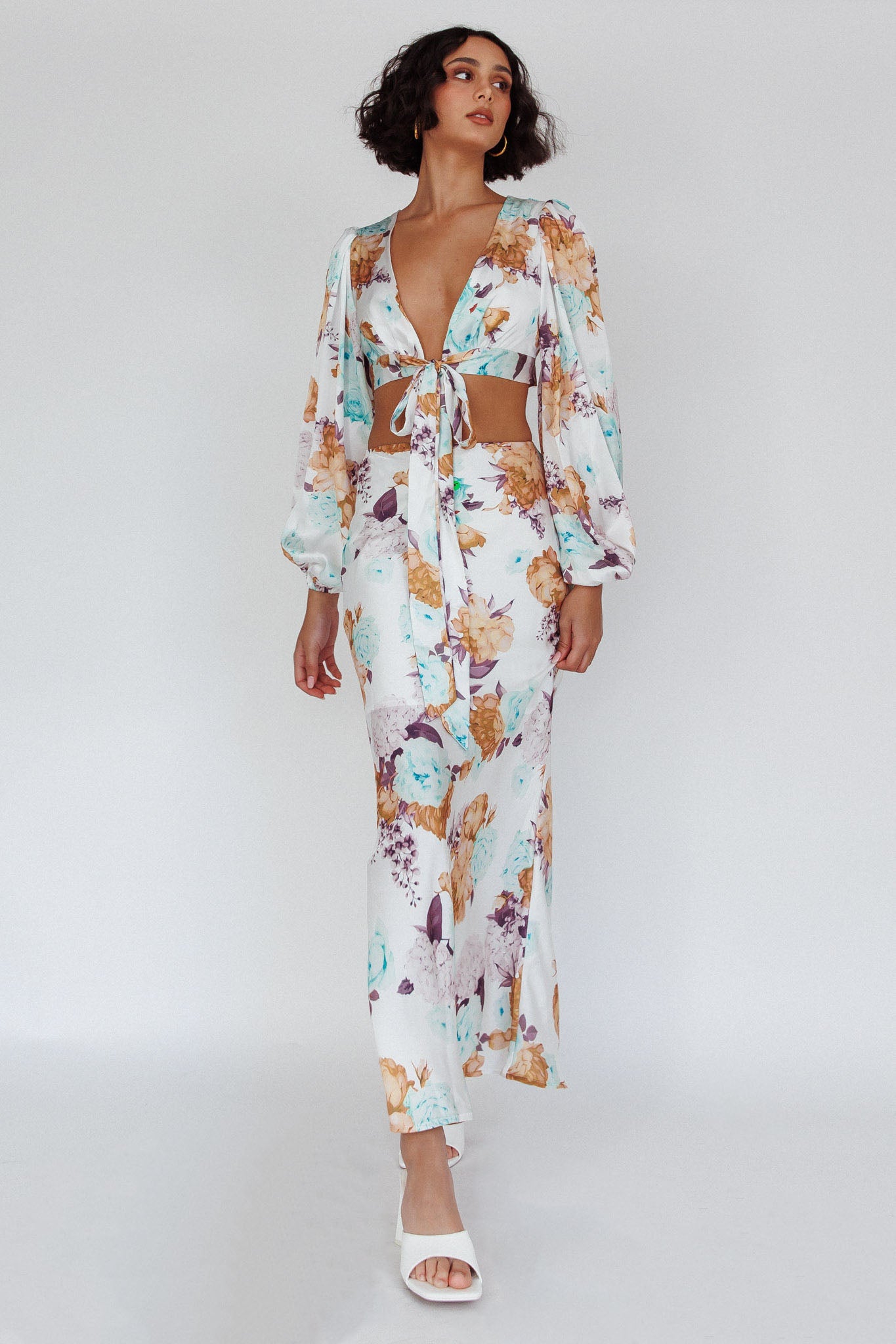 Meet Me In Fiji Maxi Skirt Floral Yellow by Selfie Leslie