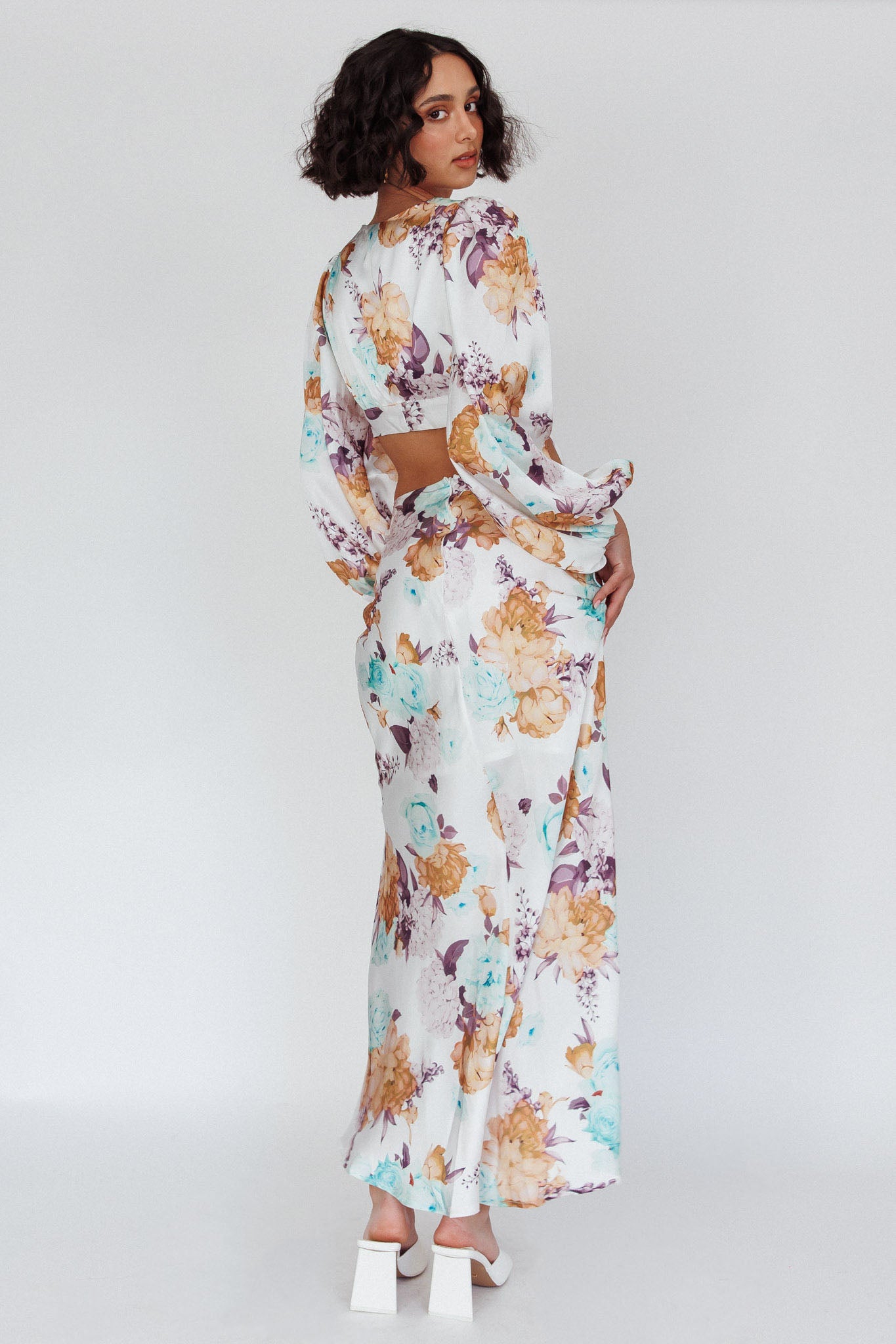 Meet Me In Fiji Maxi Skirt Floral Yellow by Selfie Leslie