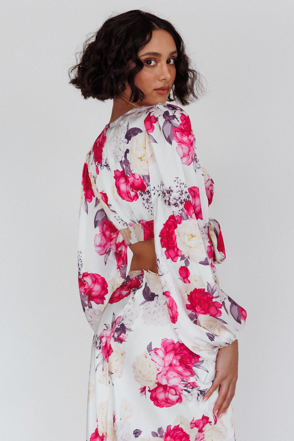 Meet Me In Fiji Tied Top Floral Pink by Selfie Leslie
