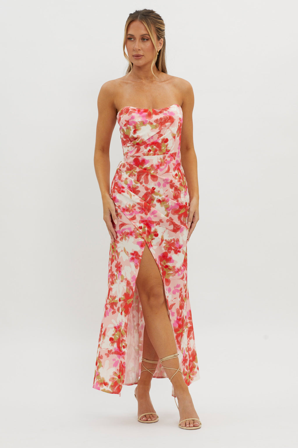 Marianna Twist Back Maxi Dress Pink by Selfie Leslie