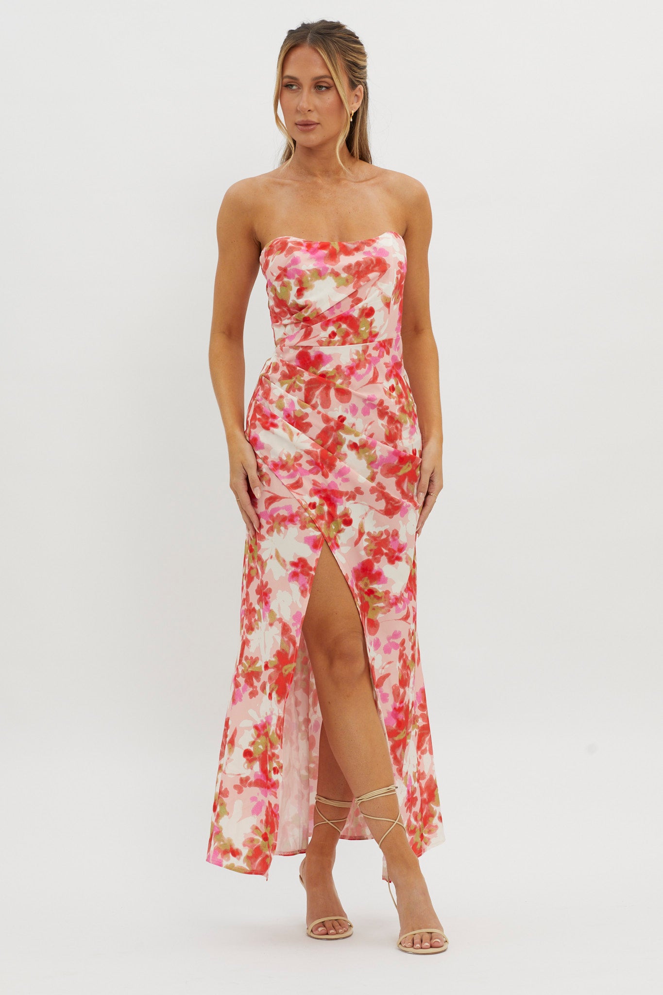 Marianna Twist Back Maxi Dress Pink by Selfie Leslie