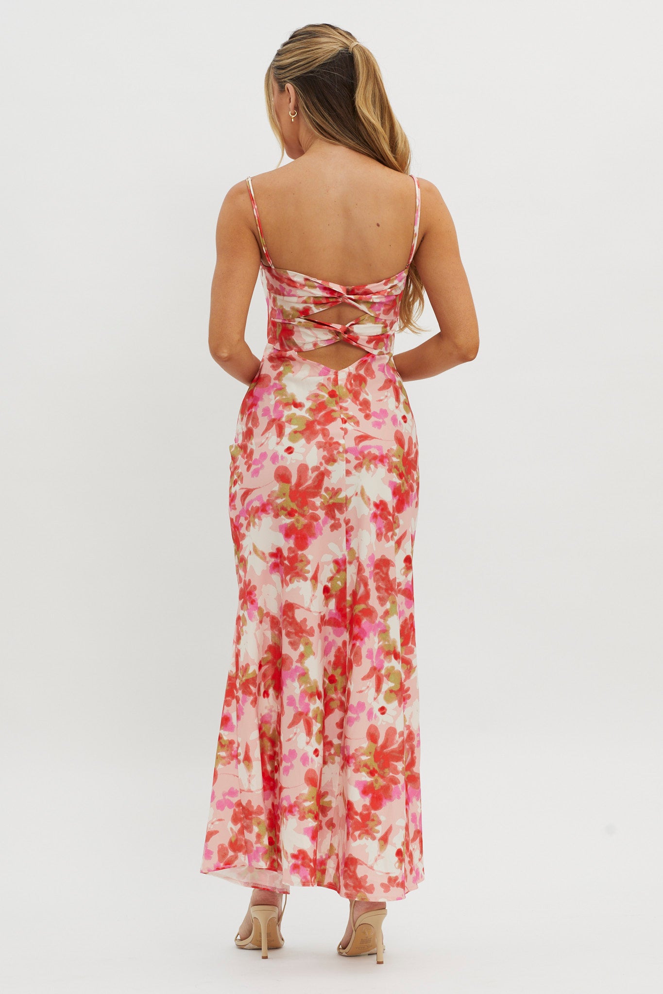 Marianna Twist Back Maxi Dress Pink by Selfie Leslie