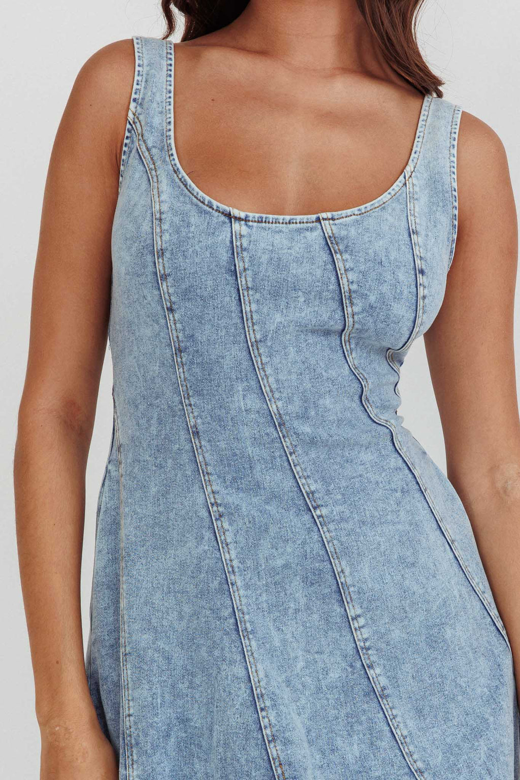 Ellora Side Pocket Midi Dress Denim Blue by Selfie Leslie