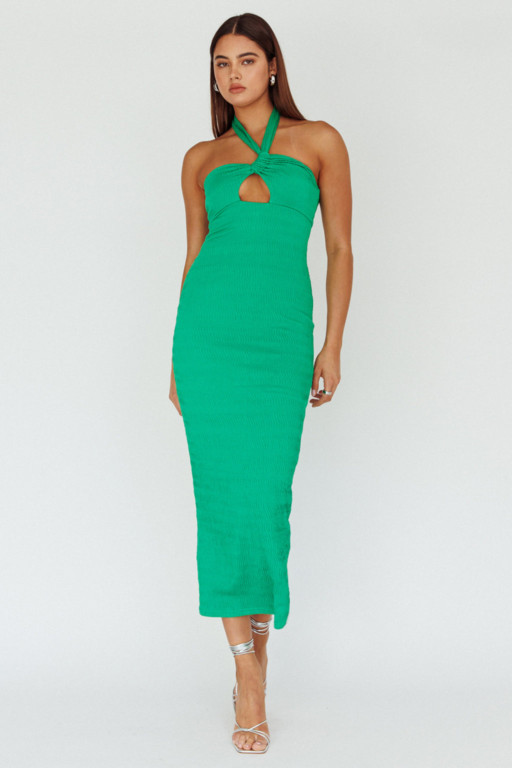 Mari Halterneck Midi Dress Green by Selfie Leslie