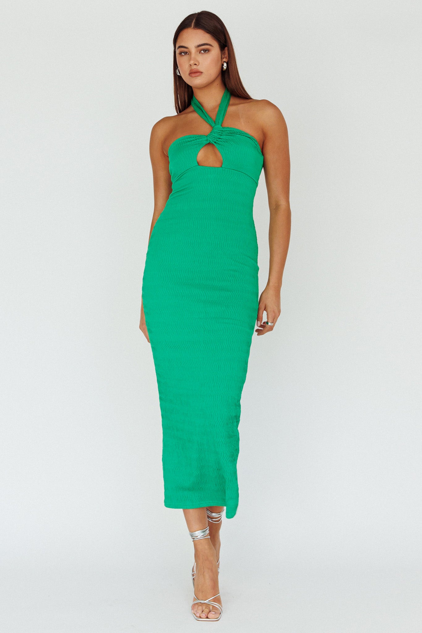 Mari Halterneck Midi Dress Green by Selfie Leslie
