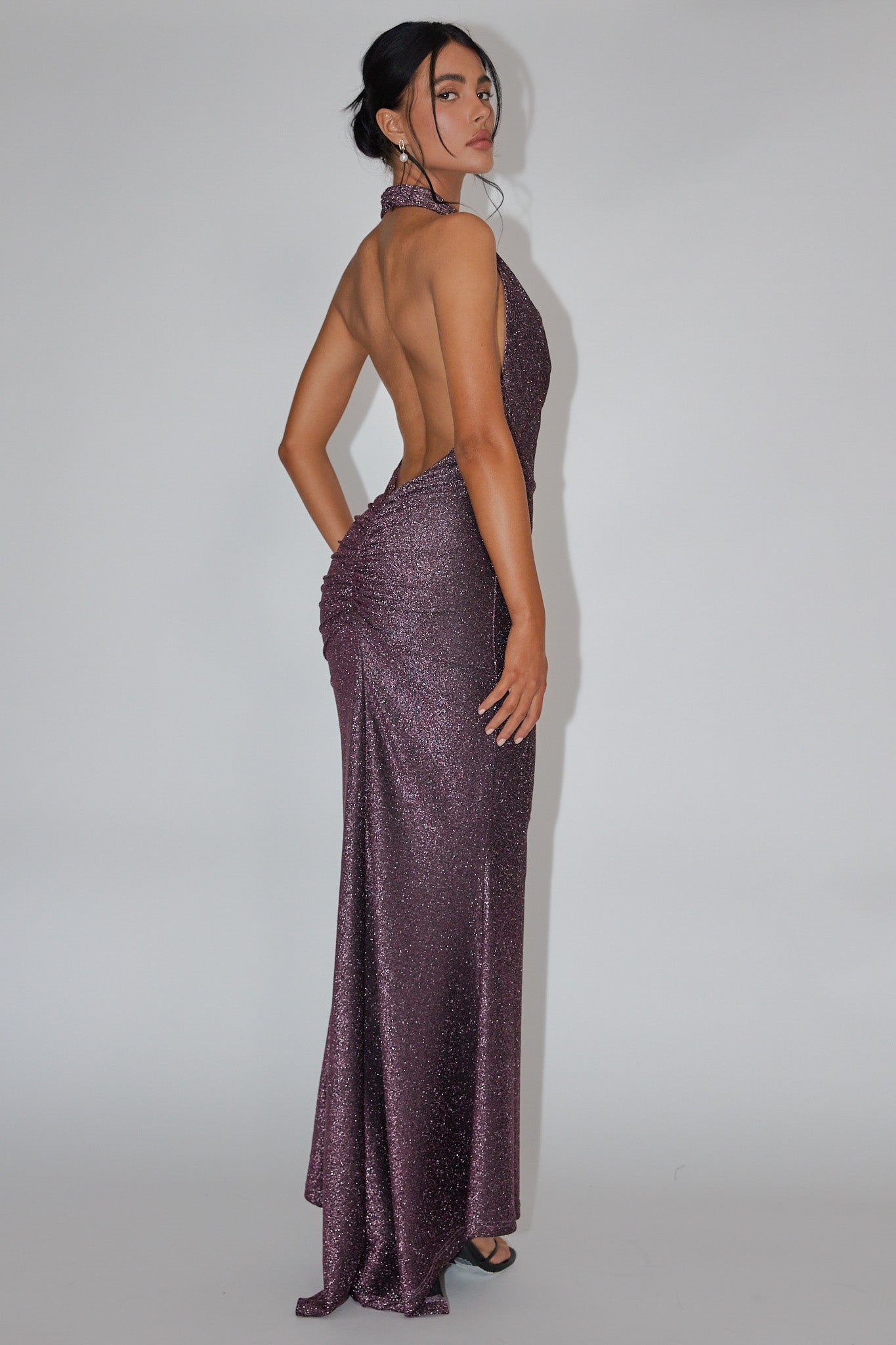 Soleil Moon Halterneck Maxi Dress Sparkle Rose by Selfie Leslie