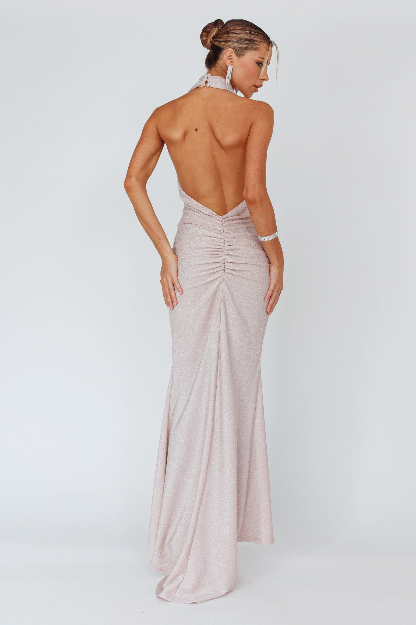 Soleil Moon Halterneck Maxi Dress Sparkle Blush by Selfie Leslie