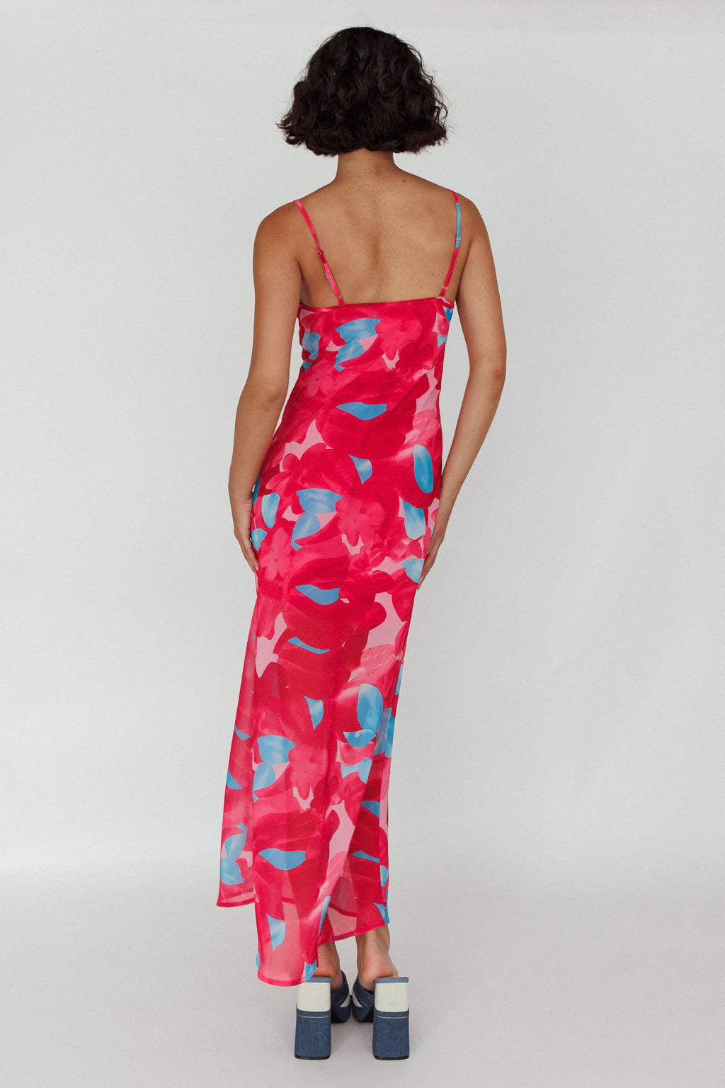 Stasi Cami Strap Midi Dress Floral Pink by Selfie Leslie