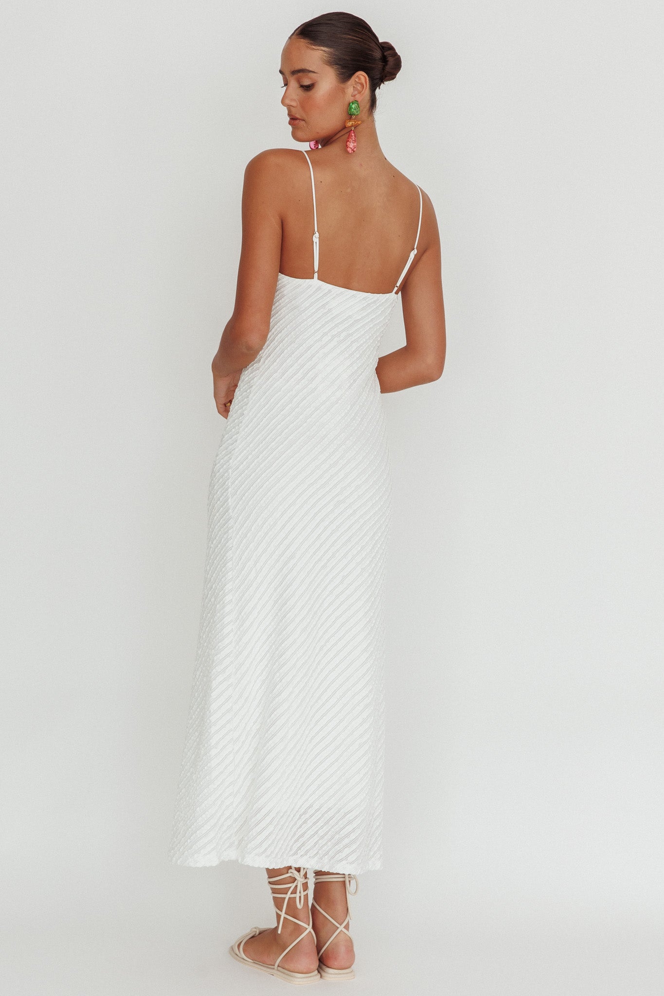 Stasi Textured Maxi Dress White by Selfie Leslie