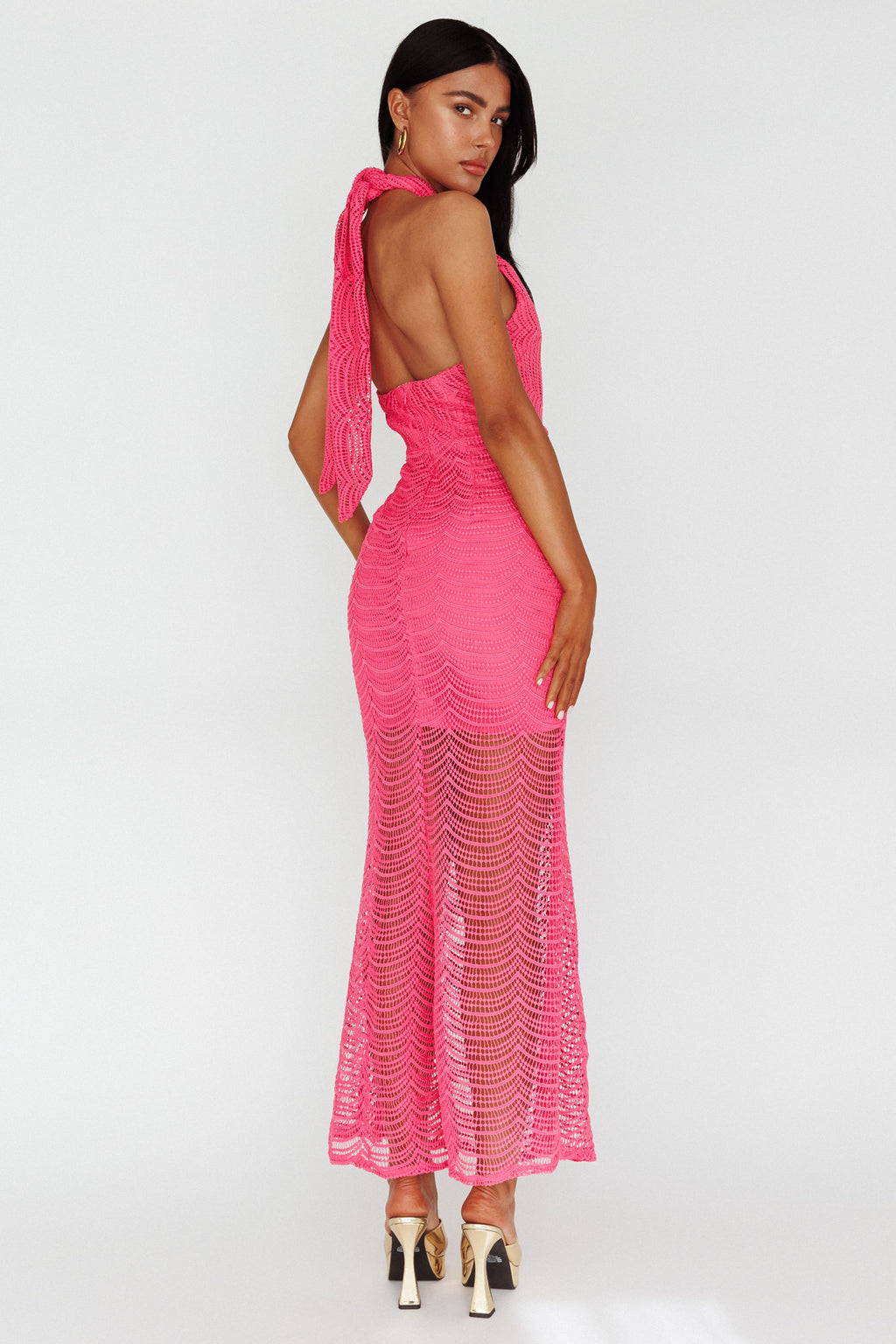 Costa Halterneck Midi Dress Pink by Selfie Leslie