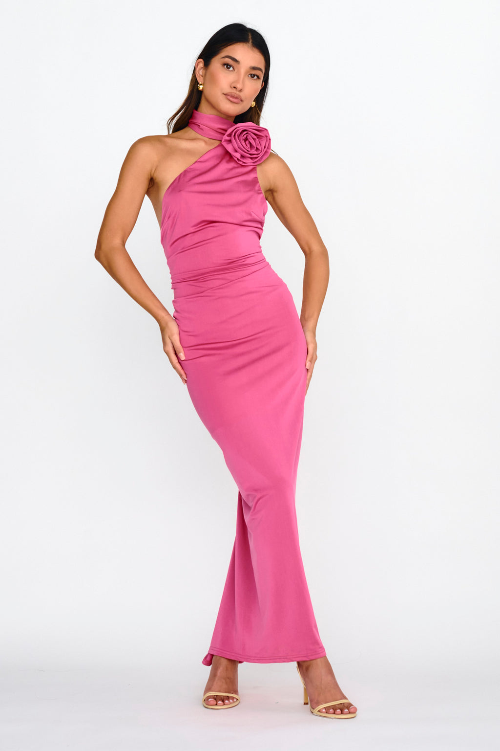 Amora Rose Halterneck Maxi Dress Hot Pink by Selfie Leslie