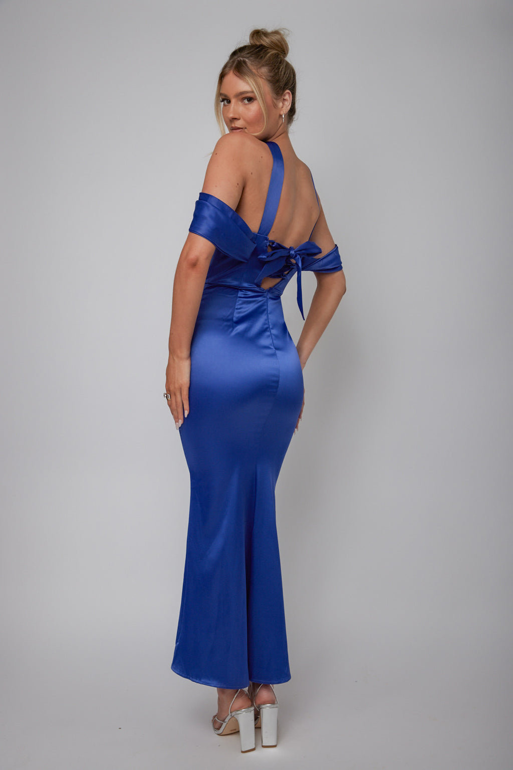 Eclipse Draped Sleeve Midi Dress Navy by Selfie Leslie