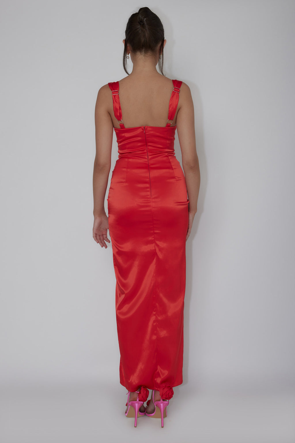 Poser Sequin Bust Split Maxi Dress Red by Selfie Leslie