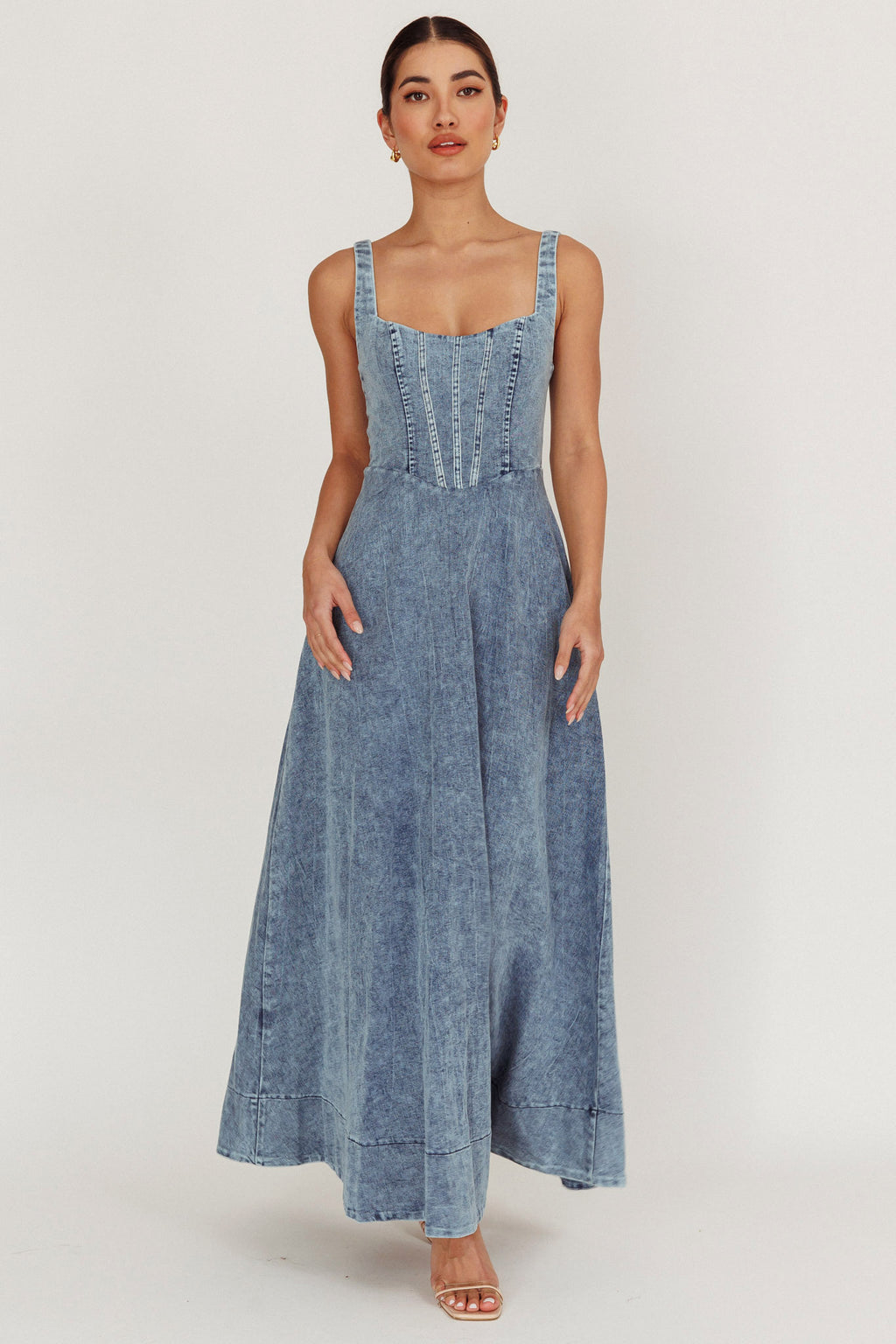 Talissa A-Line Maxi Denim Dress Blue - S Talissa A-Line Maxi Denim Dress Blue - S