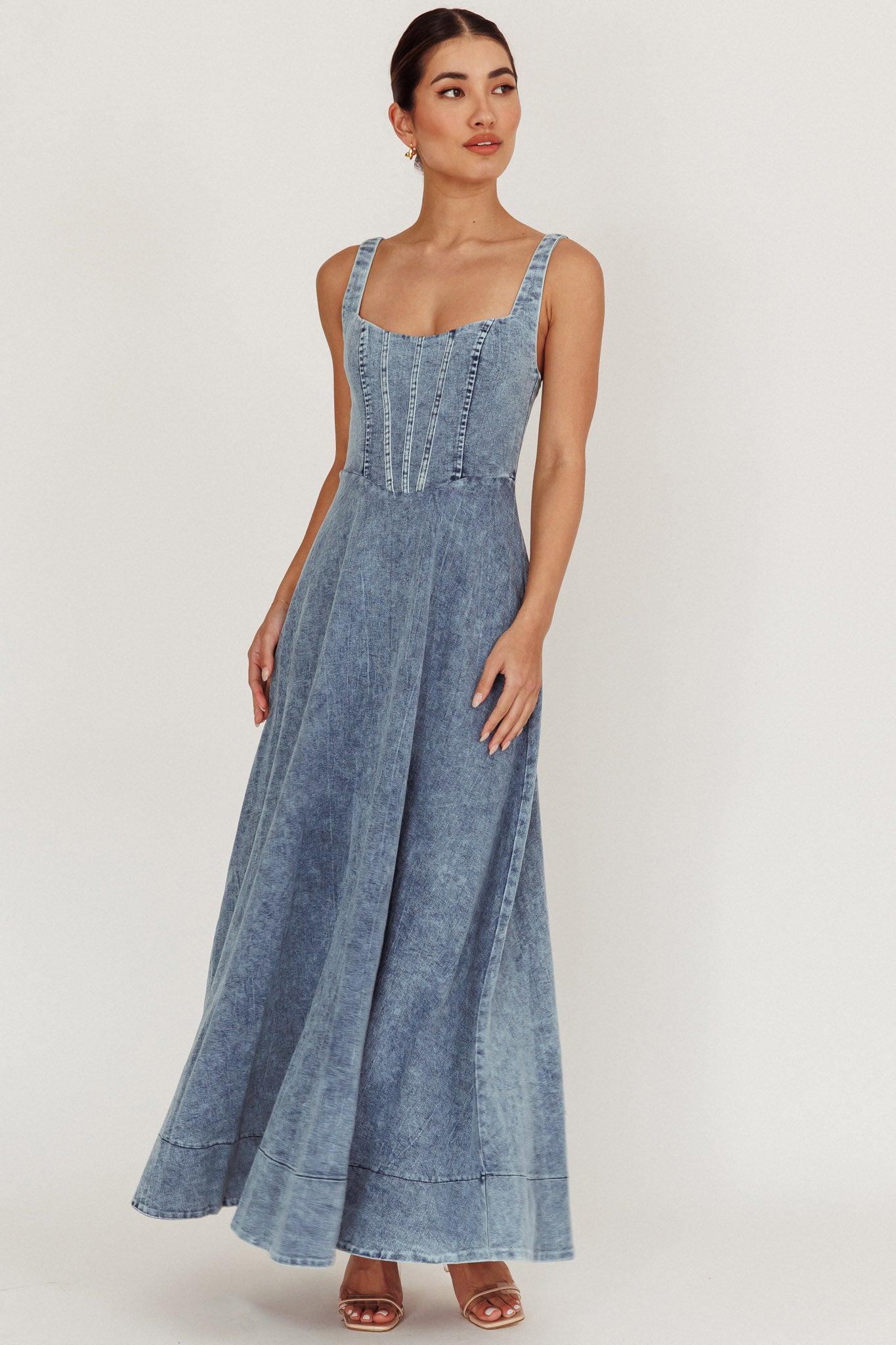Talissa A-Line Maxi Denim Dress Blue - S Talissa A-Line Maxi Denim Dress Blue - S