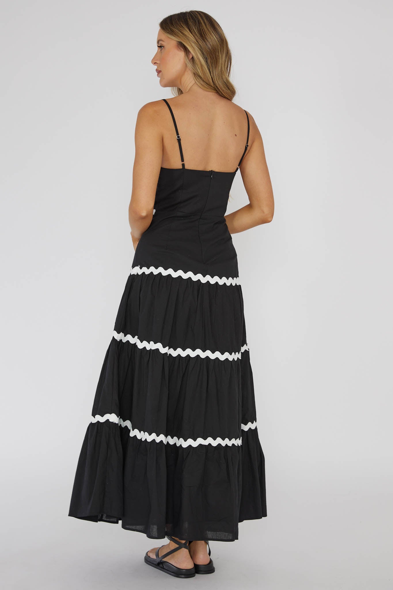 Confidante Ric Rac Trim Maxi Dress Black by Selfie Leslie