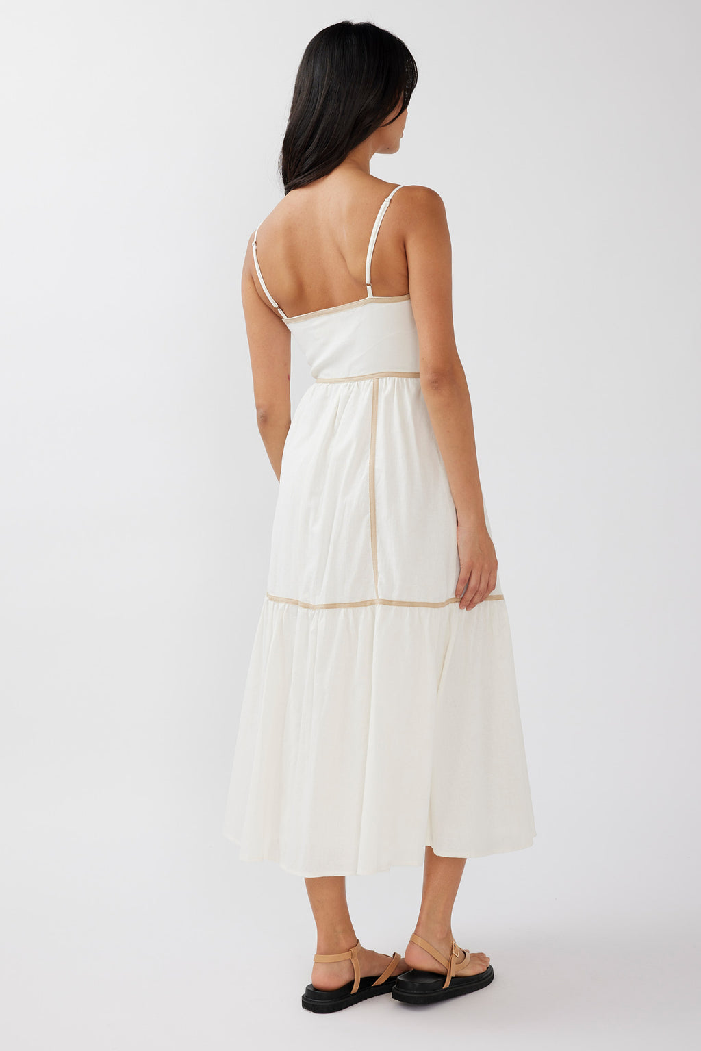 Confidante Piping Trim Midi Dress White by Selfie Leslie