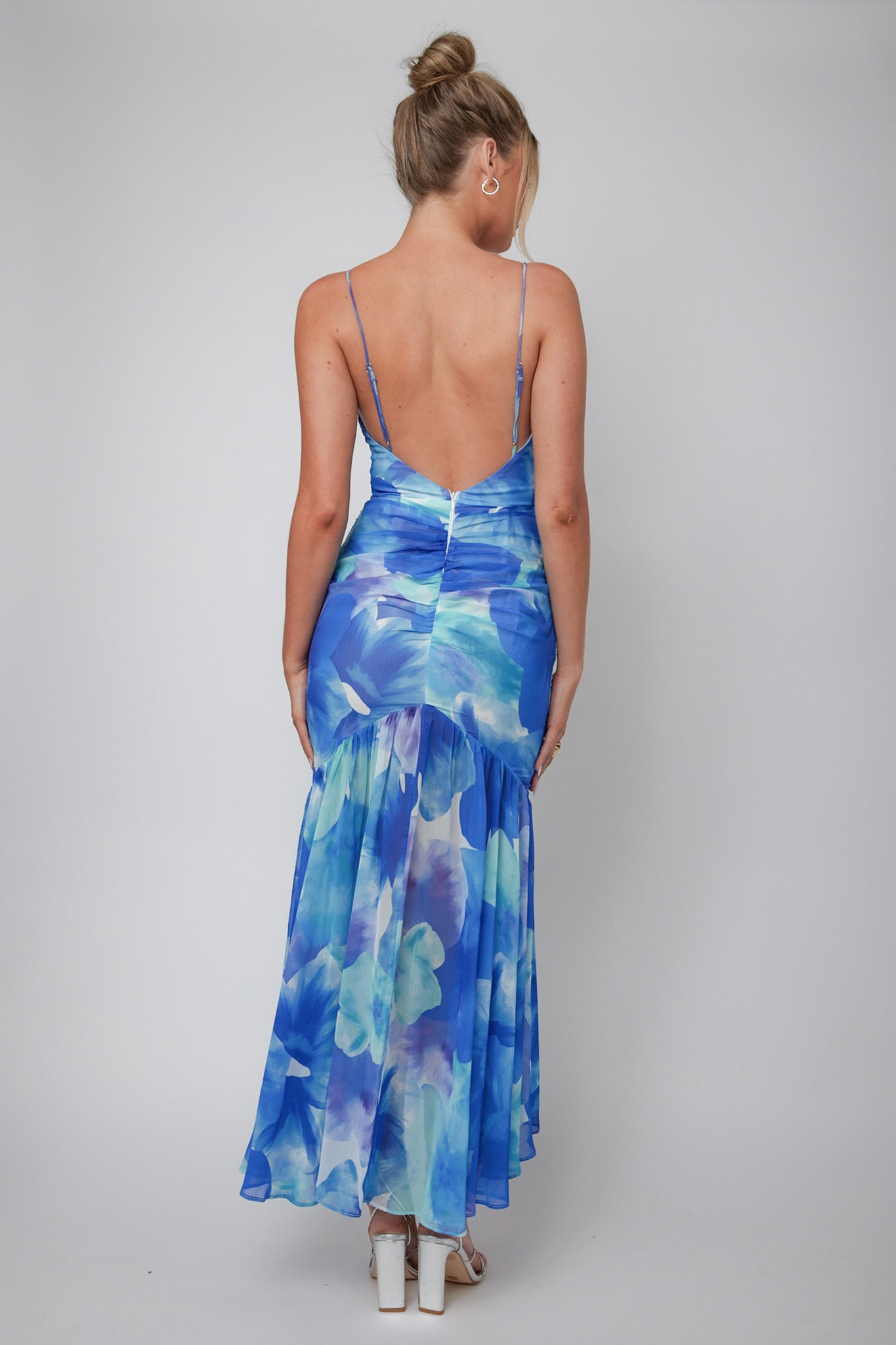 Sunni Low Back Midi Dress Floral Blue by Selfie Leslie