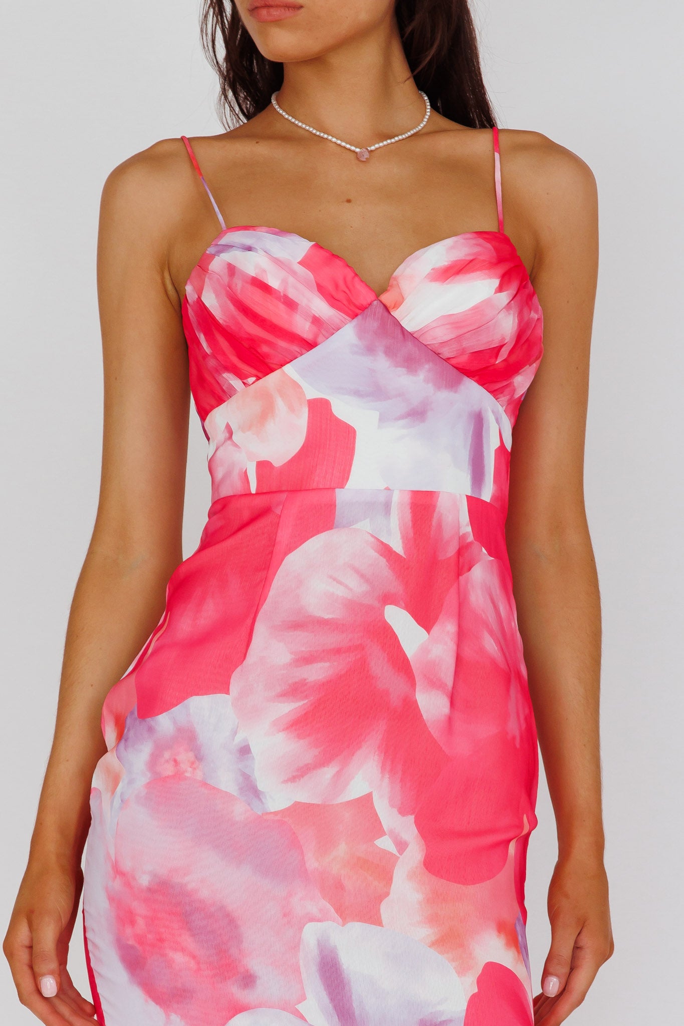 Sunni Low Back Midi Dress Floral Pink by Selfie Leslie