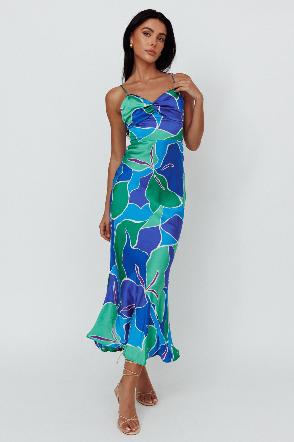 Hula Sweetheart Midi Dress Floral Blue by Selfie Leslie