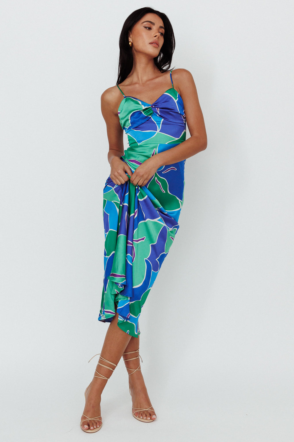 Hula Sweetheart Midi Dress Floral Blue by Selfie Leslie