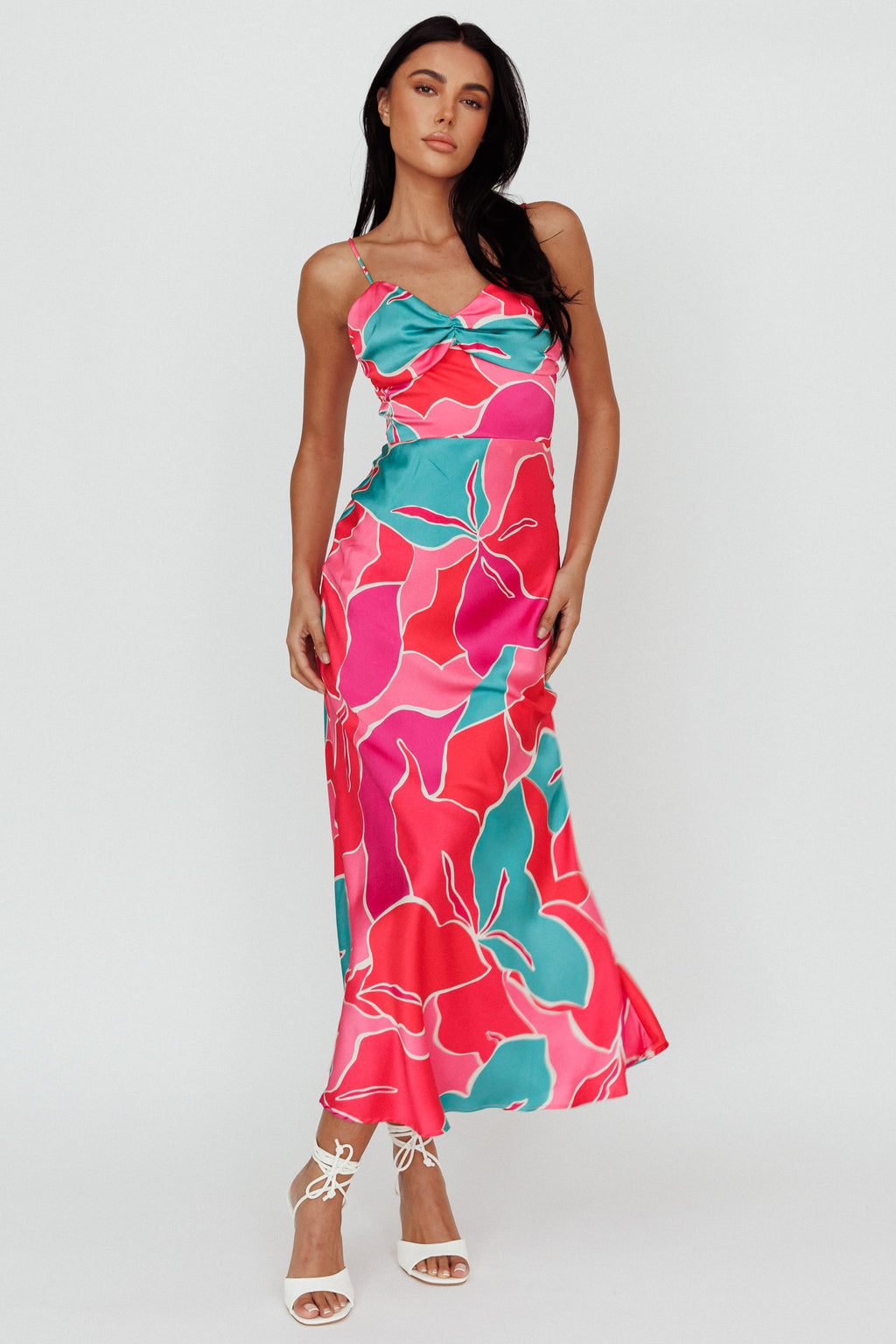 Hula Sweetheart Midi Dress Floral Red by Selfie Leslie