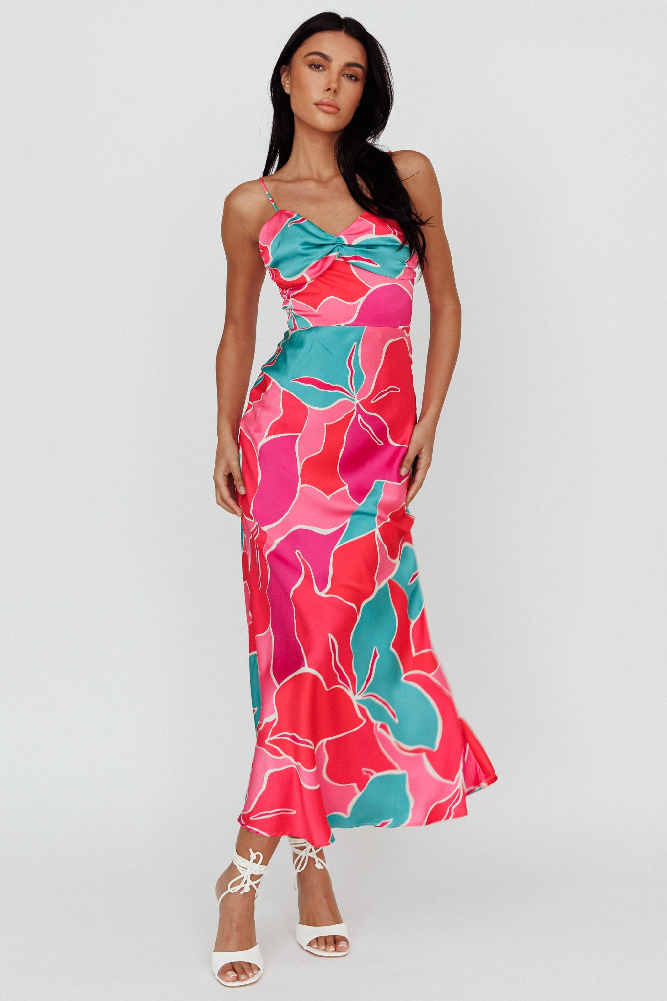 Hula Sweetheart Midi Dress Floral Red by Selfie Leslie