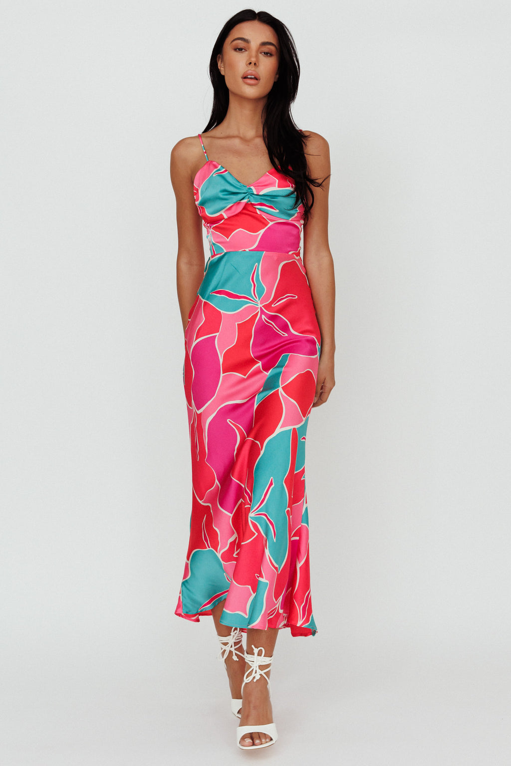 Hula Sweetheart Midi Dress Floral Red by Selfie Leslie