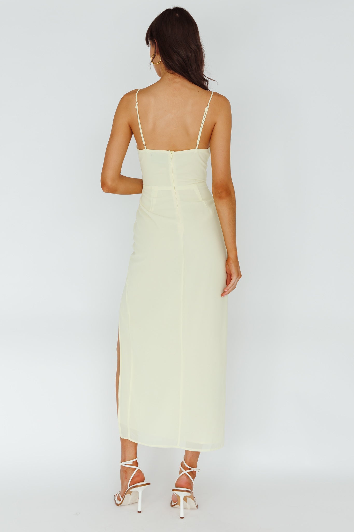 Ryanna Laced Bodice Split Midi Dress Yellow by Selfie Leslie