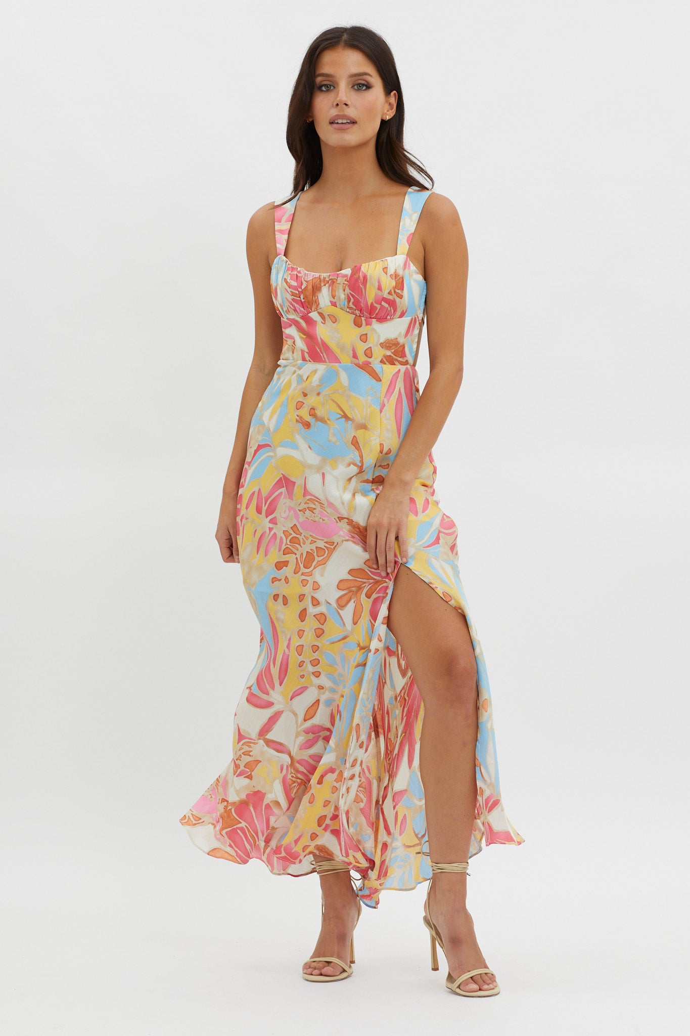 Casuarina Gathered Bust Midi Dress Blue by Selfie Leslie