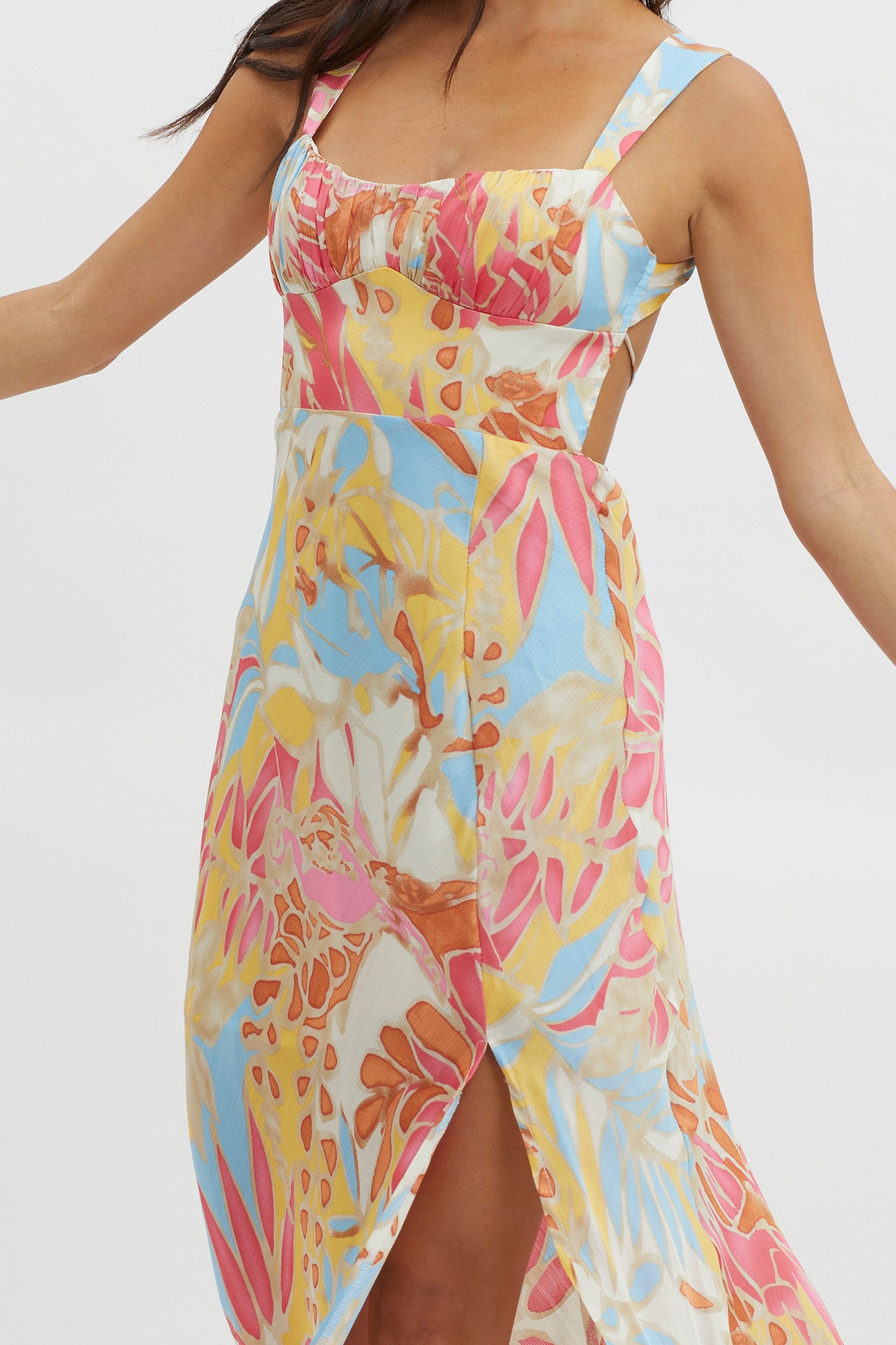 Casuarina Gathered Bust Midi Dress Blue by Selfie Leslie
