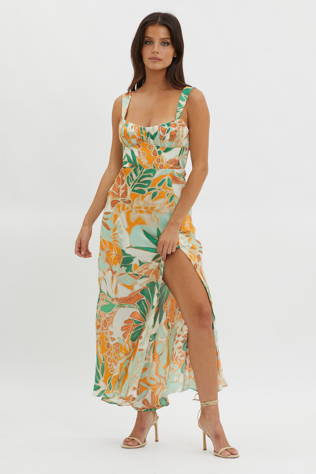 Casuarina Gathered Bust Midi Dress Green by Selfie Leslie