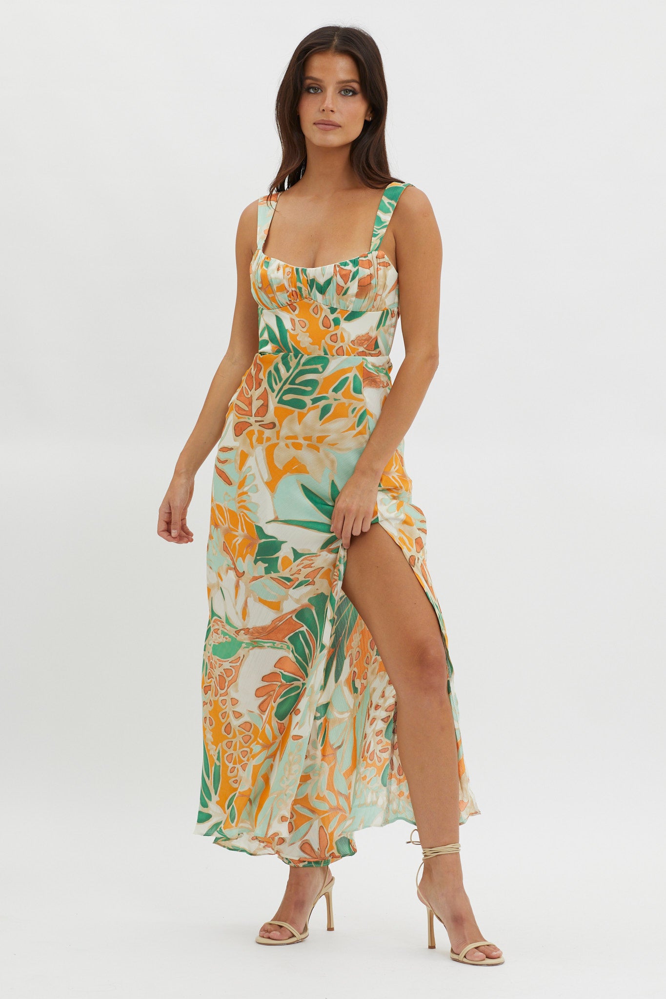 Casuarina Gathered Bust Midi Dress Green by Selfie Leslie