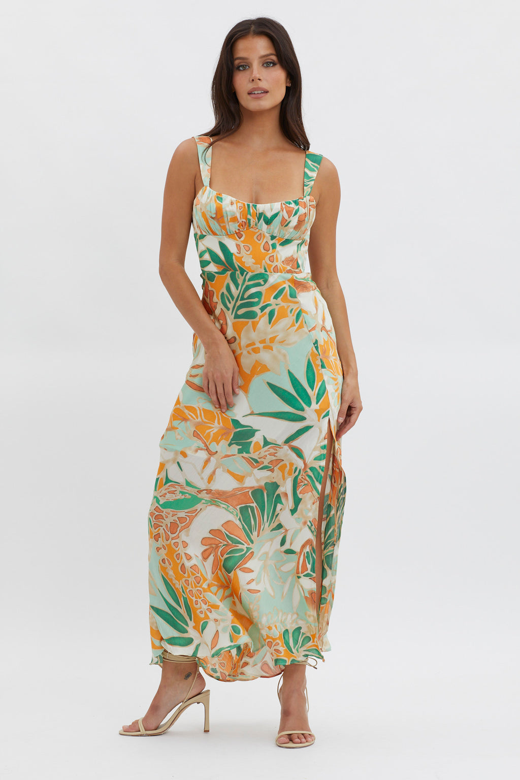 Casuarina Gathered Bust Midi Dress Green by Selfie Leslie