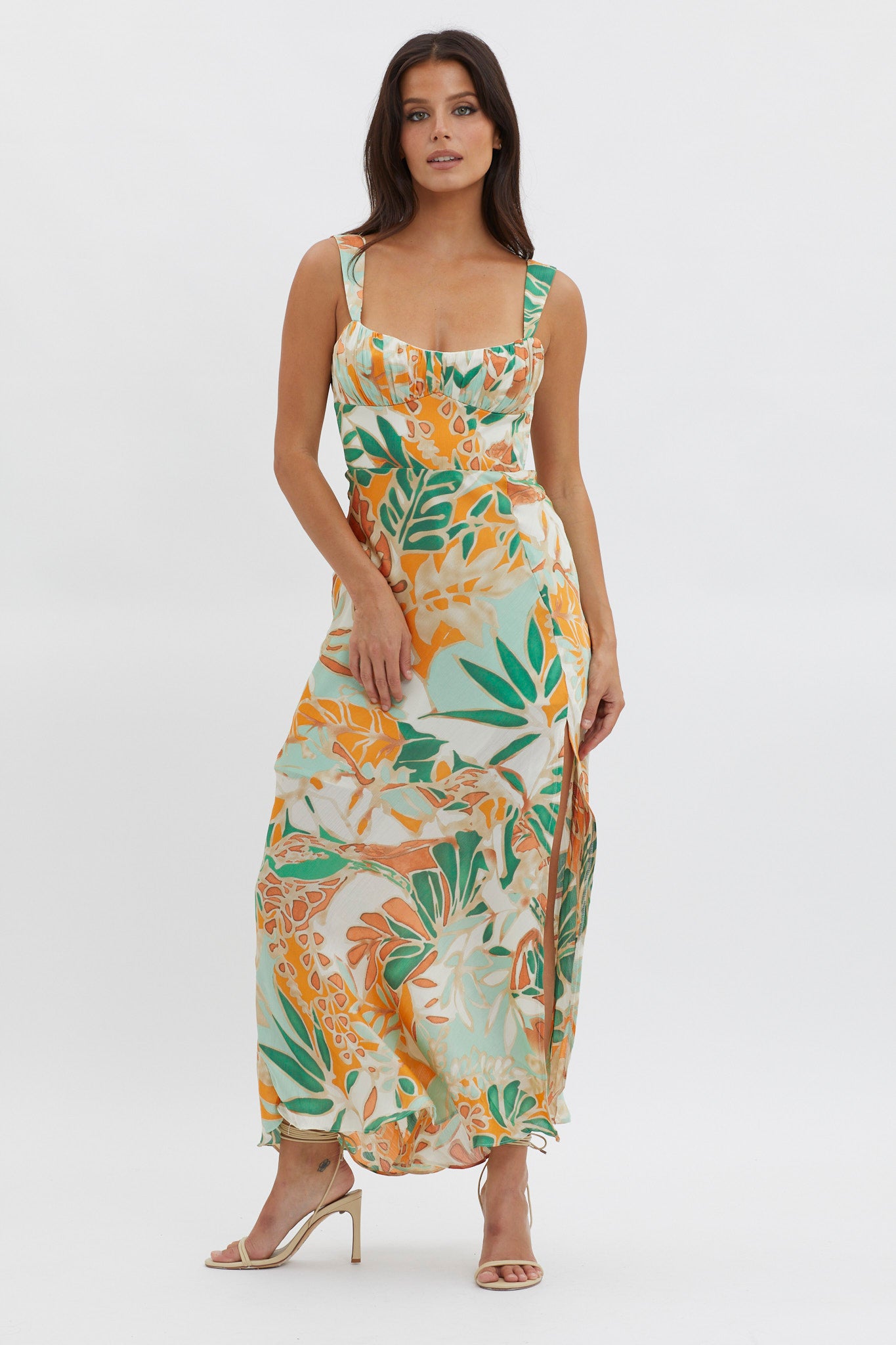 Casuarina Gathered Bust Midi Dress Green by Selfie Leslie