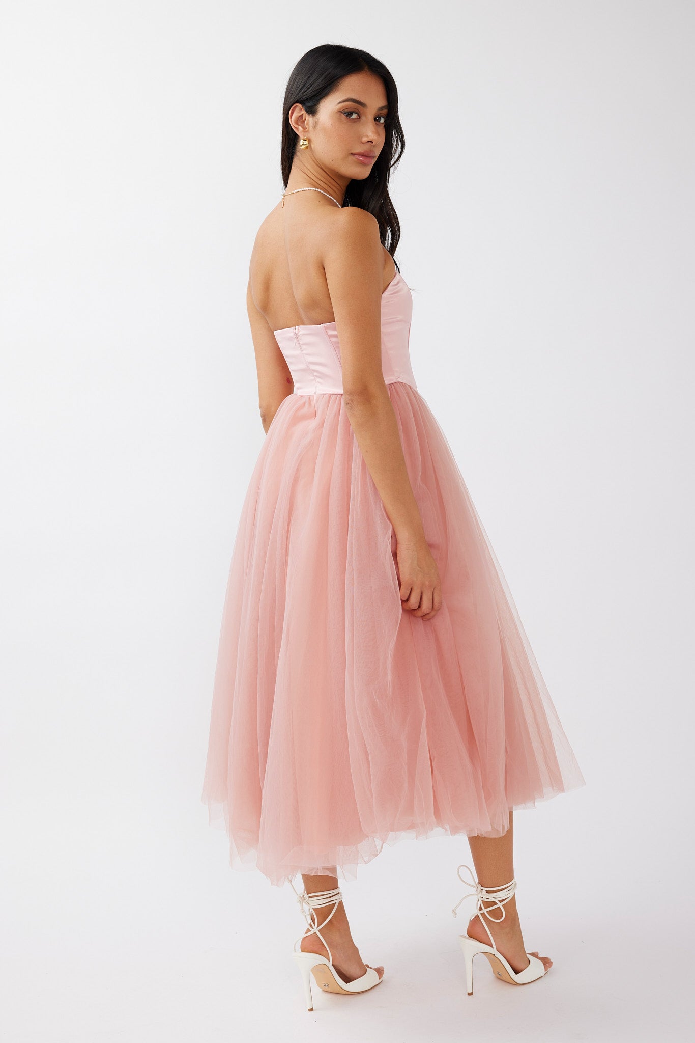 Rosemary Tulle Bustier Midi Dress Pink | Selfie Leslie Rosemary Tulle Bustier Midi Dress Pink | Selfie Leslie