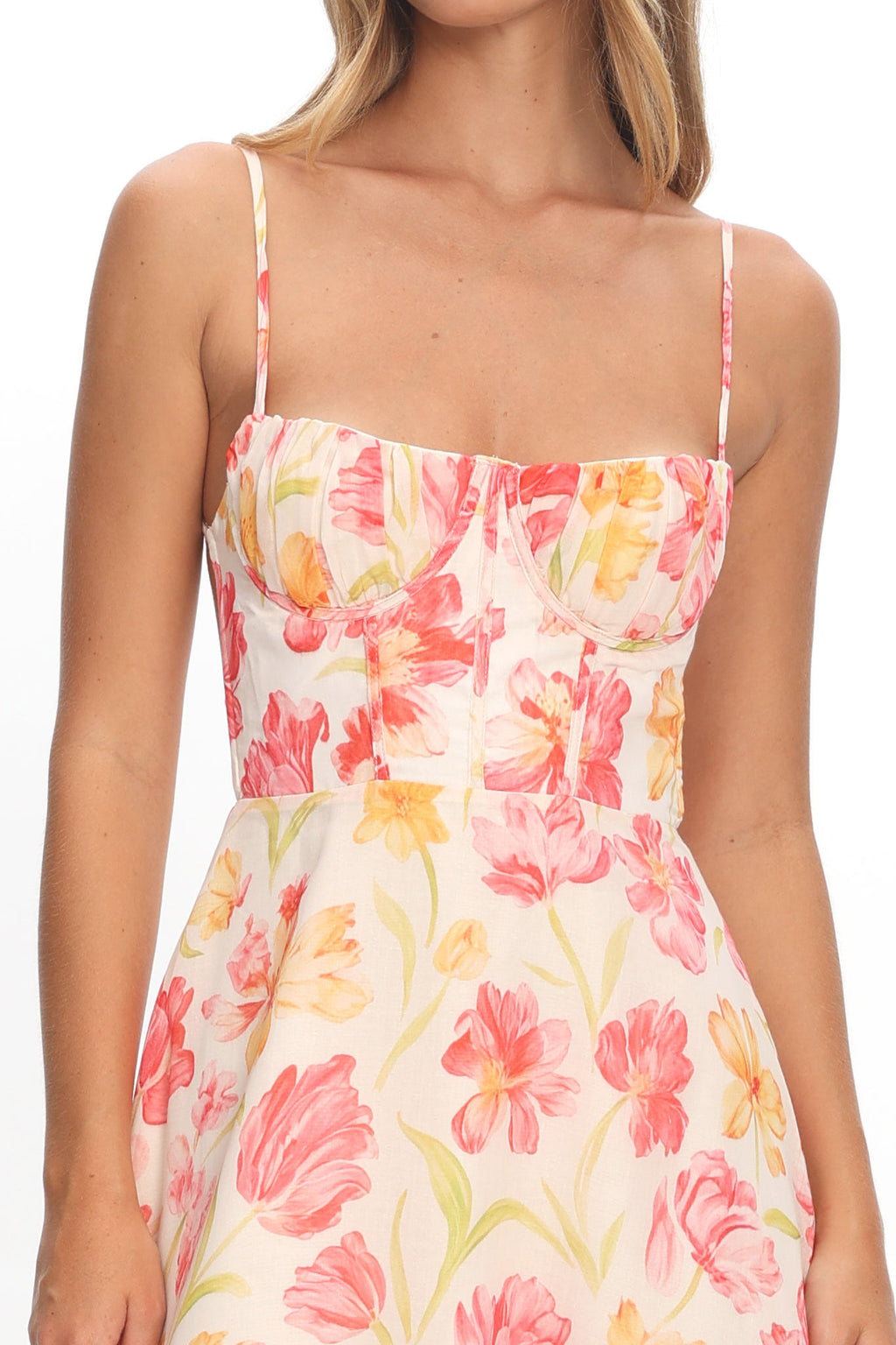 Echoes Tied Back A-Line Maxi Dress Floral Pink