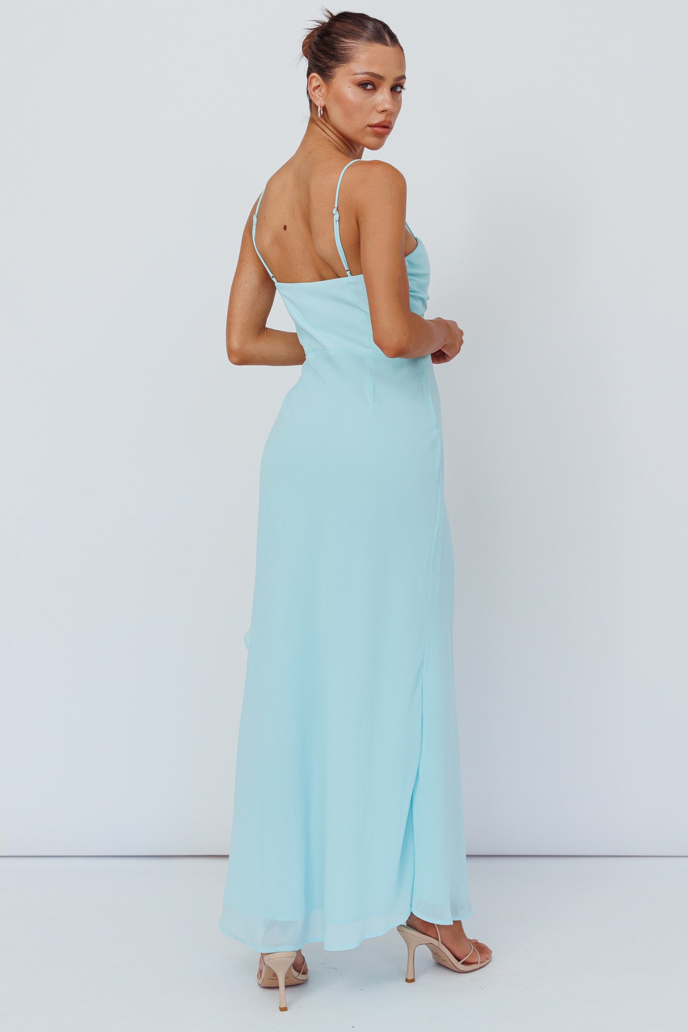 Jayna Ruffle Trim Split Dress Mint by Selfie Leslie