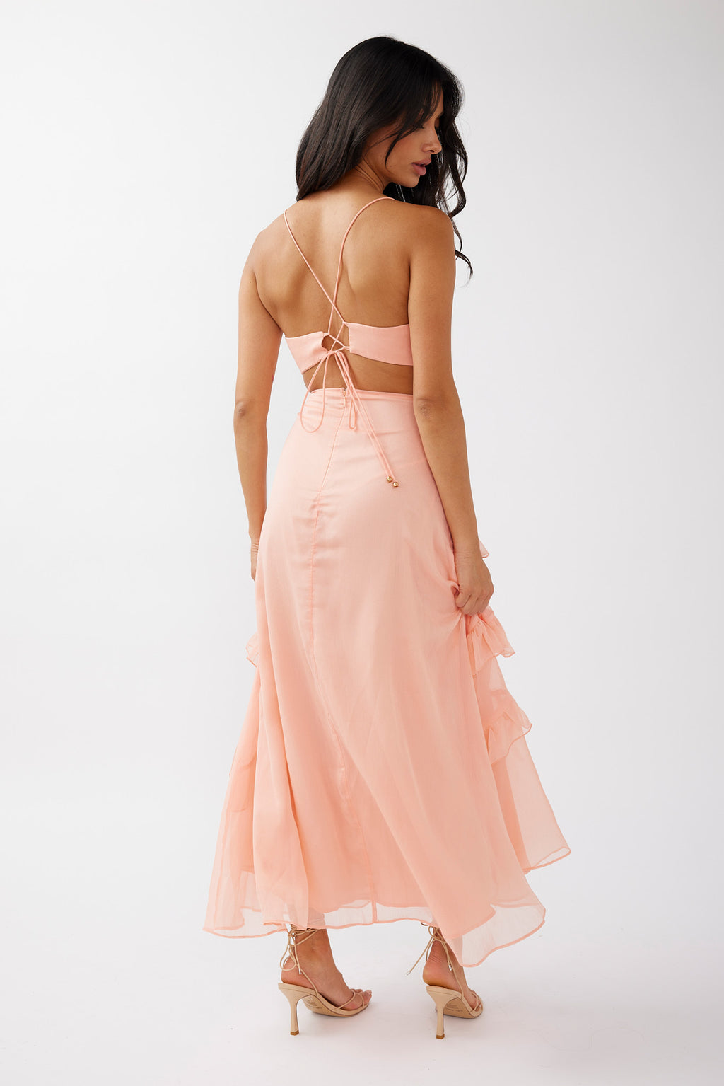Joss Ruffle Trim Cut-Out Dress Rose by Selfie Leslie